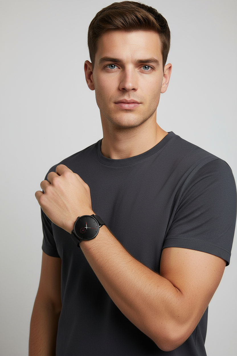 Orologio da Uomo Nero Blu - Orologio da Polso al Quarzo di Lusso Impermeabile
