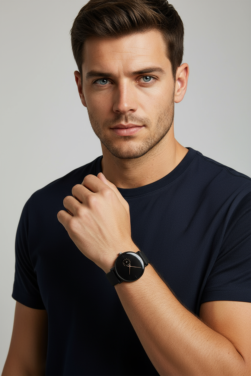 Orologio da Uomo Nero Blu - Orologio da Polso al Quarzo di Lusso Impermeabile