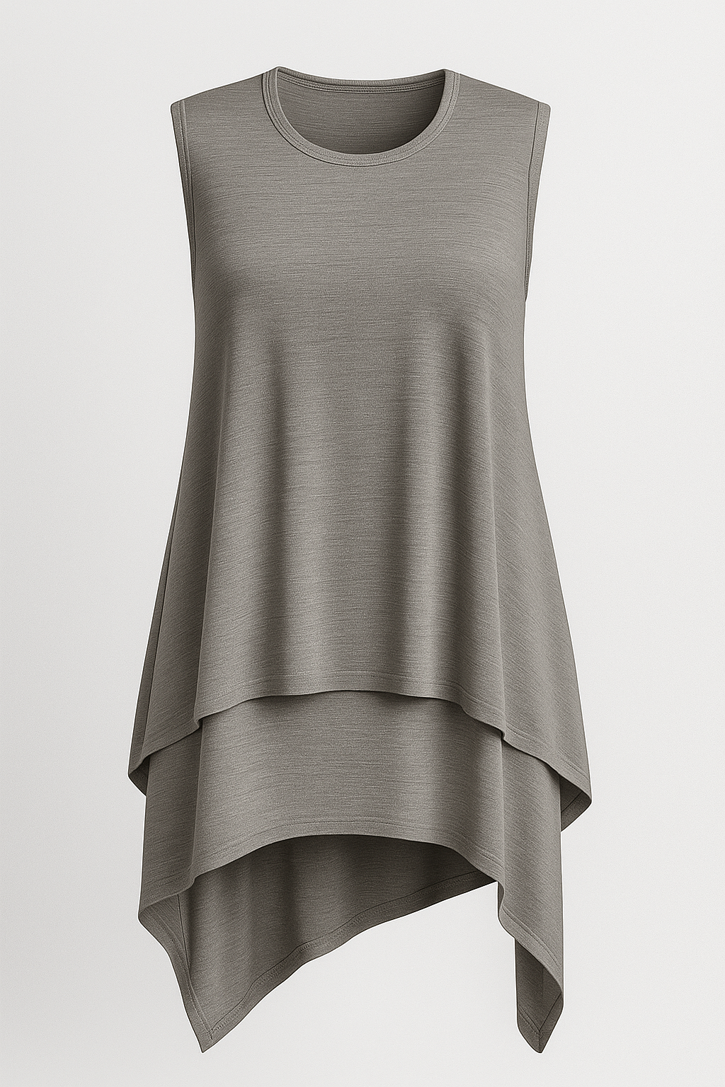 Top Donna Asimmetrico Fluido Nero Elegante Senza Maniche S-XL - Grigio - asimmetrica fluida maniche maniche asimmetrica women's top clothes - Concept Palermo