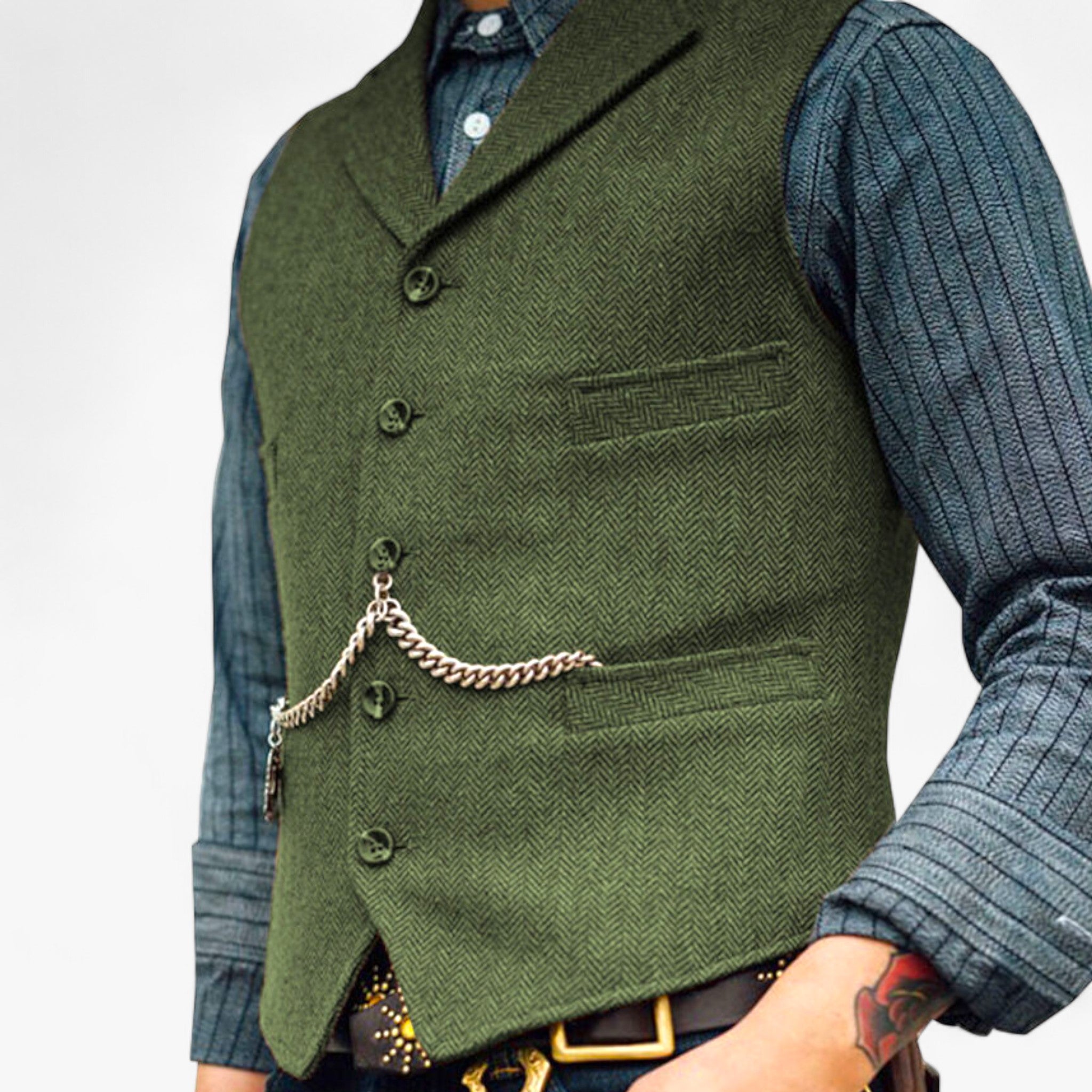 Gilet business in ottone - Eleganza senza tempo Lana Uomo - Verde Verde - business eleganza gilet gilet business lana men's coats & jackets ottone tempo - Concept Palermo