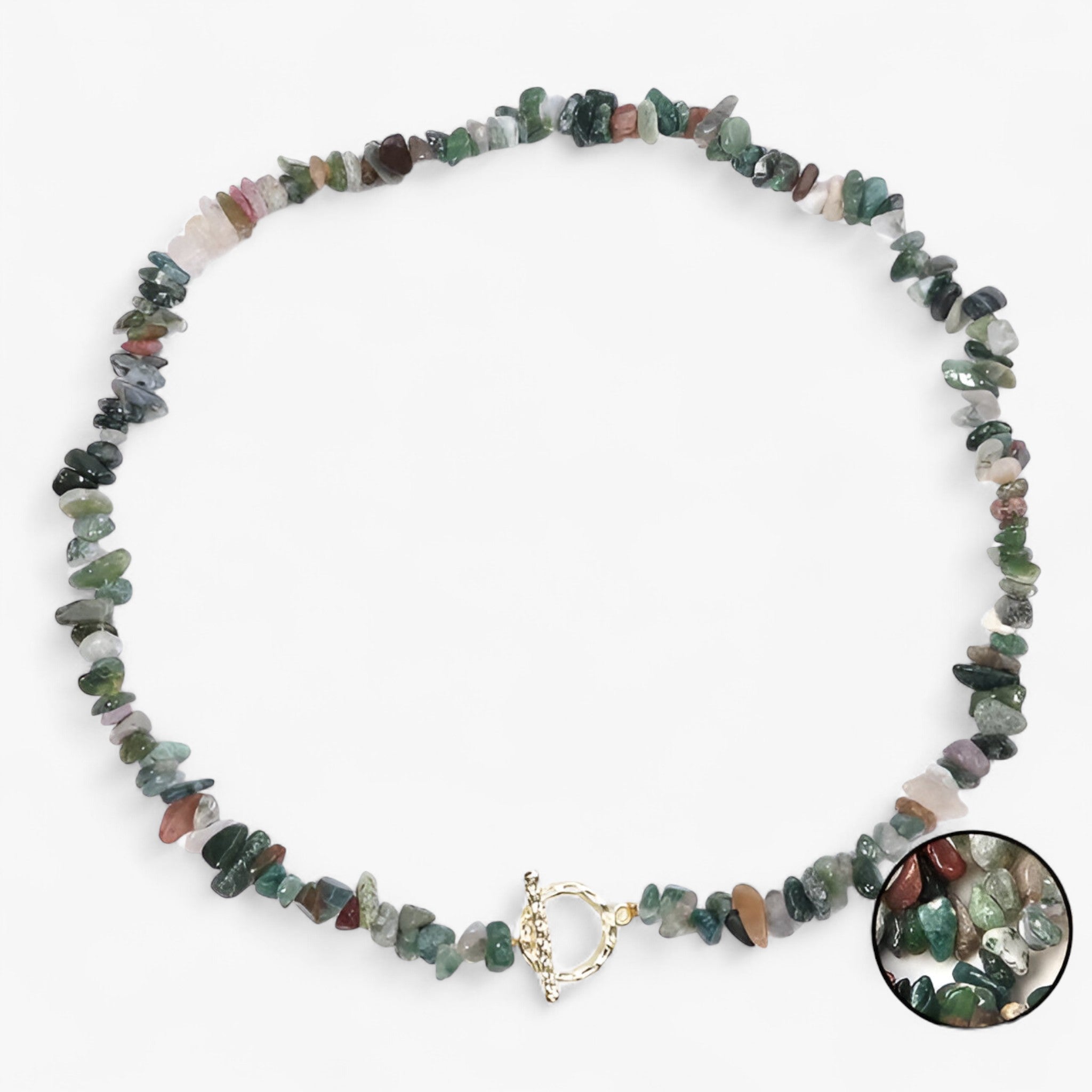 Collana di pietre semipreziose bohemien con pietra naturale e grani di pietra Lana Donna - Agata indiana - bohemien collana collana pietre donna grani jewelry lana naturale NECKLACES Necklaces for Women - Concept Palermo