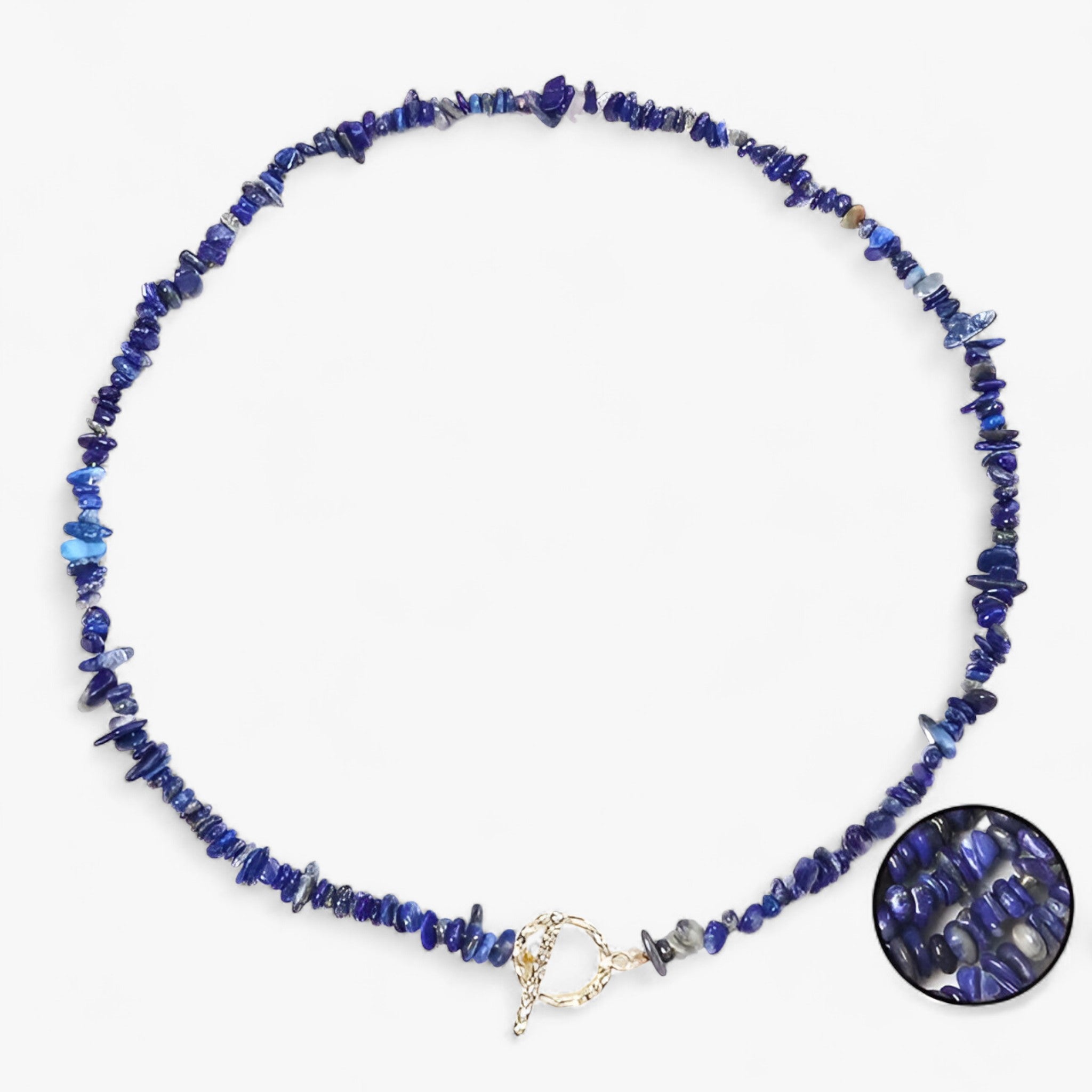 Collana di pietre semipreziose bohemien con pietra naturale e grani di pietra Lana Donna - Lapis Lazuli - bohemien collana collana pietre donna grani jewelry lana naturale NECKLACES Necklaces for Women - Concept Palermo