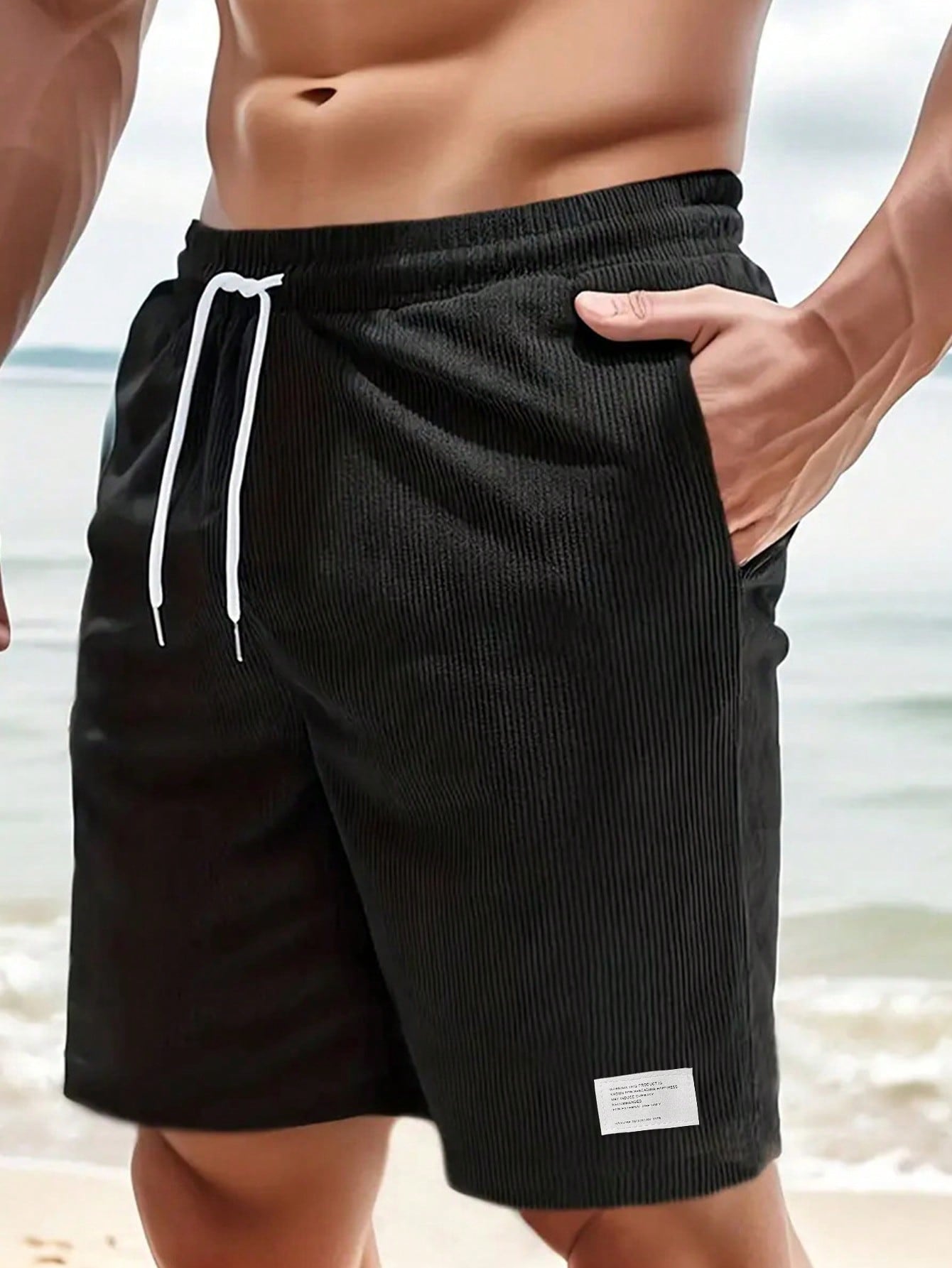 Heren Shorts met Elastische Taille en Koordjes, Relaxed Fit - - casual drawstring shorts elastic waist elastische taille heren koordjes men's shorts relaxed fit shorts vrijetijd zomer - Laarhout Mode
