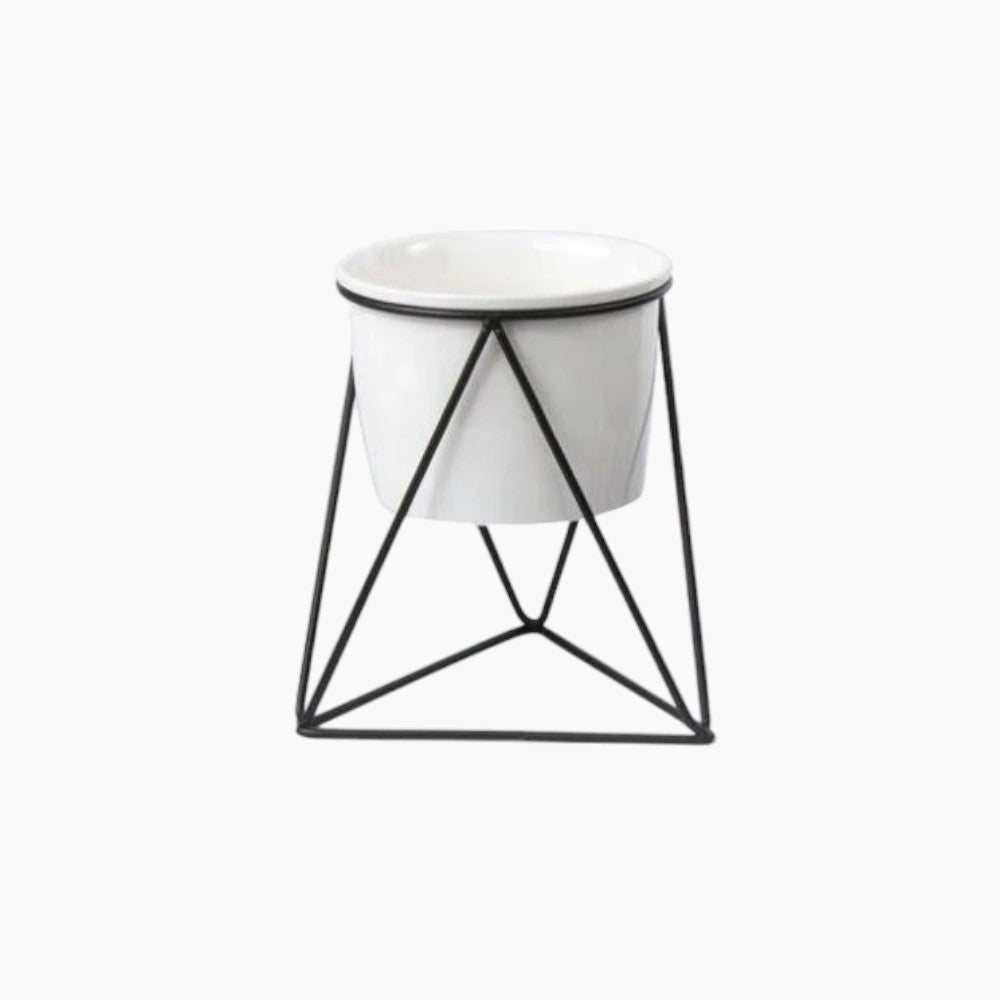 Vaso di fiori in ceramica con supporto in ferro Moderna fioriera per piante d'aria e succulente - Vaso bianco fermo nero - aria ceramica Ceramics Decor ferro fiori fioriera Flowerpots home & garden moderna piante - Concept Palermo