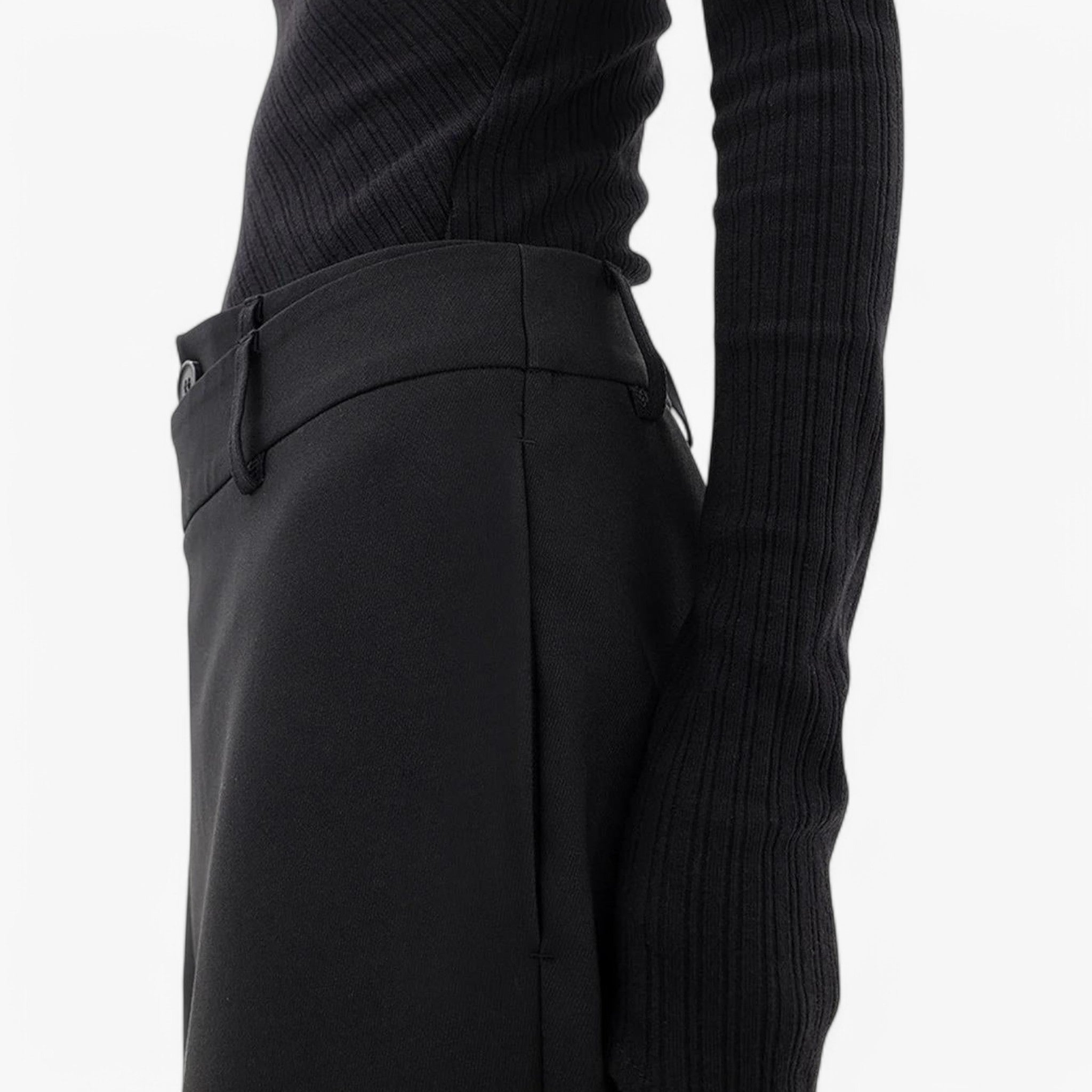 Pantaloni Asimmetrici Neri da Donna in Cotone Eleganti Svasati a Vita Alta - - asimmetrici pantaloni pantaloni asimmetrici pants - Concept Palermo
