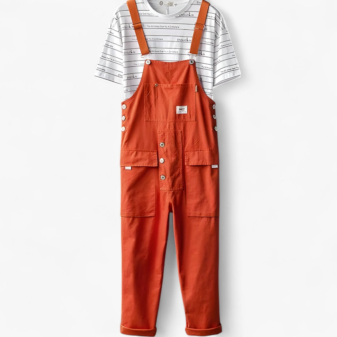 Salopette Cargo Uomo: tuta utility in cotone con vestibilità regolabile e tasche multiple - Arancia - cargo jumpsuit one-pieces regolabile salopette salopette cargo uomo utility vestibilità - Concept Palermo