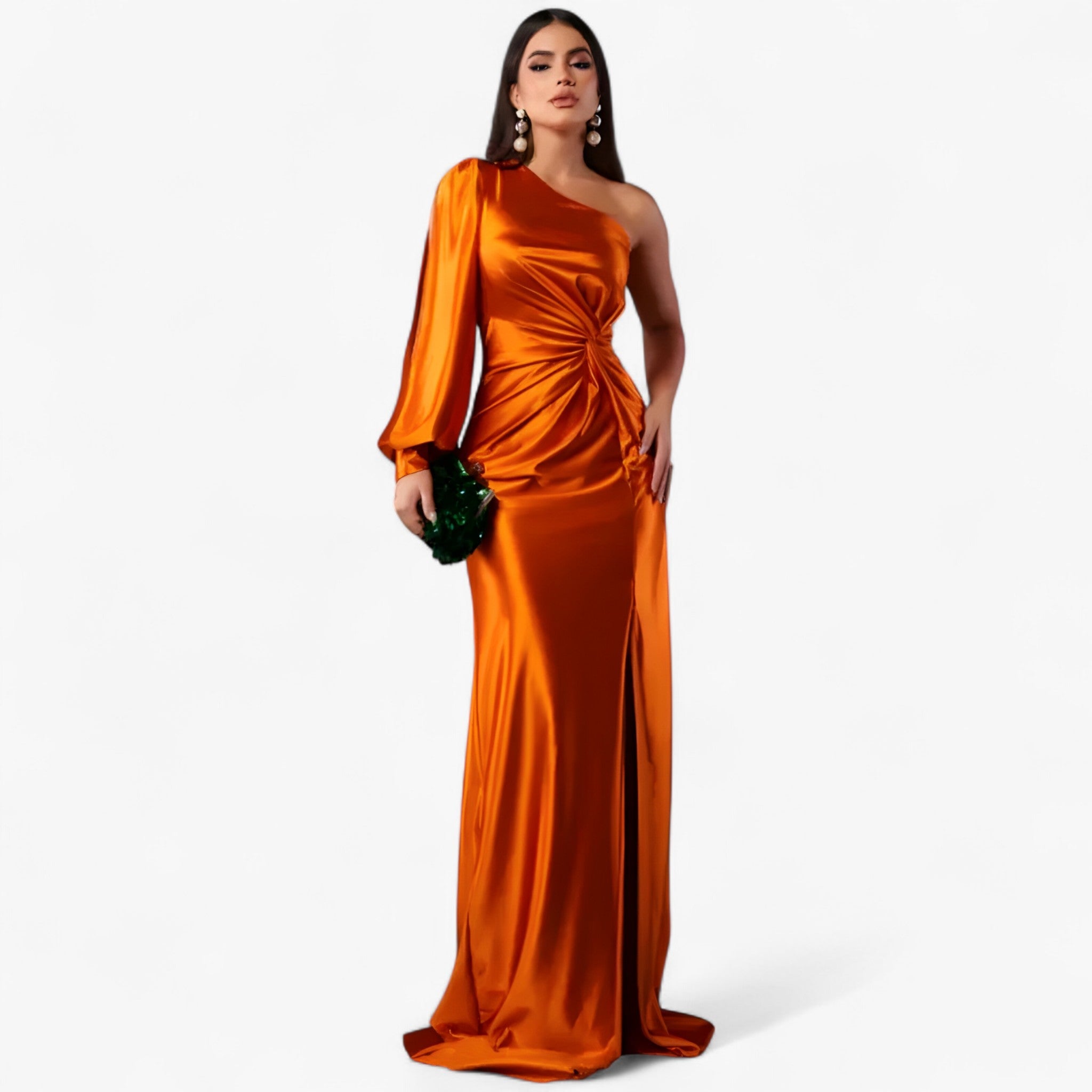 Vestito Midi da Donna in Raso Elegante, Abito da Cerimonia o Serale