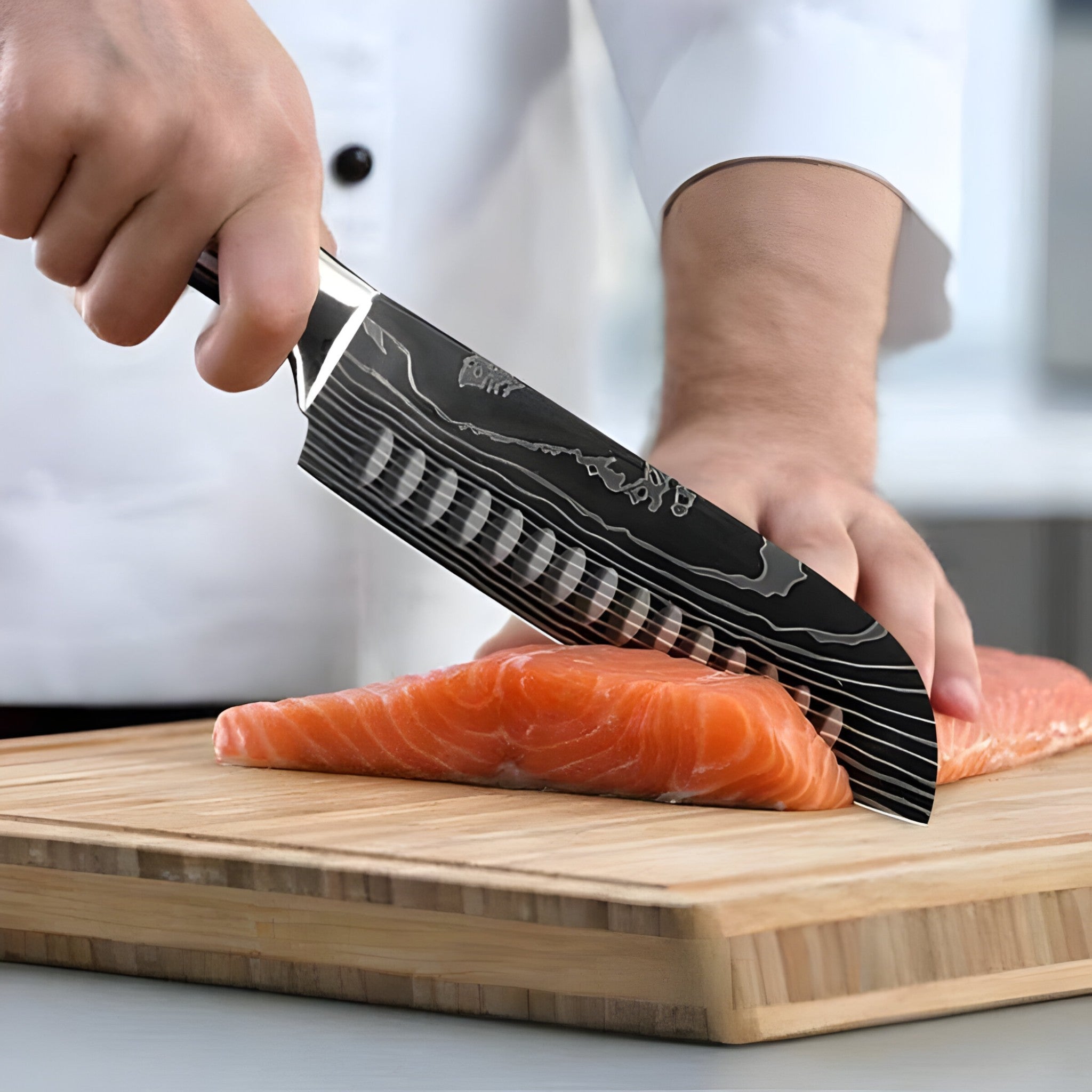 Set 8 Coltelli da Cucina Giapponesi Calla in Acciaio Damasco, Affilatissimi per Chef Professionisti - - calla coltelli cucina damasco damascus pattern giapponesi high-quality knife home & garden Japanese knife kitchen knife set Kitchen Knives knife set knives motivo - Concept Palermo
