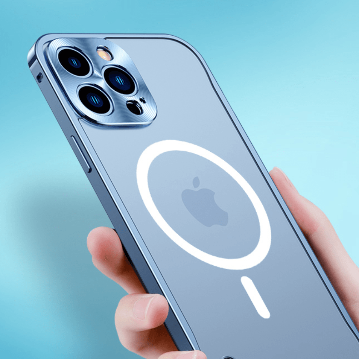 Cover iPhone 15 MagSafe Antiurto in Alluminio Rinforzato - Protezione Premium - Blu - alluminio custodia custodia alluminio gadgets iPhone case Luxe iPhone Case magsafe - Concept Palermo