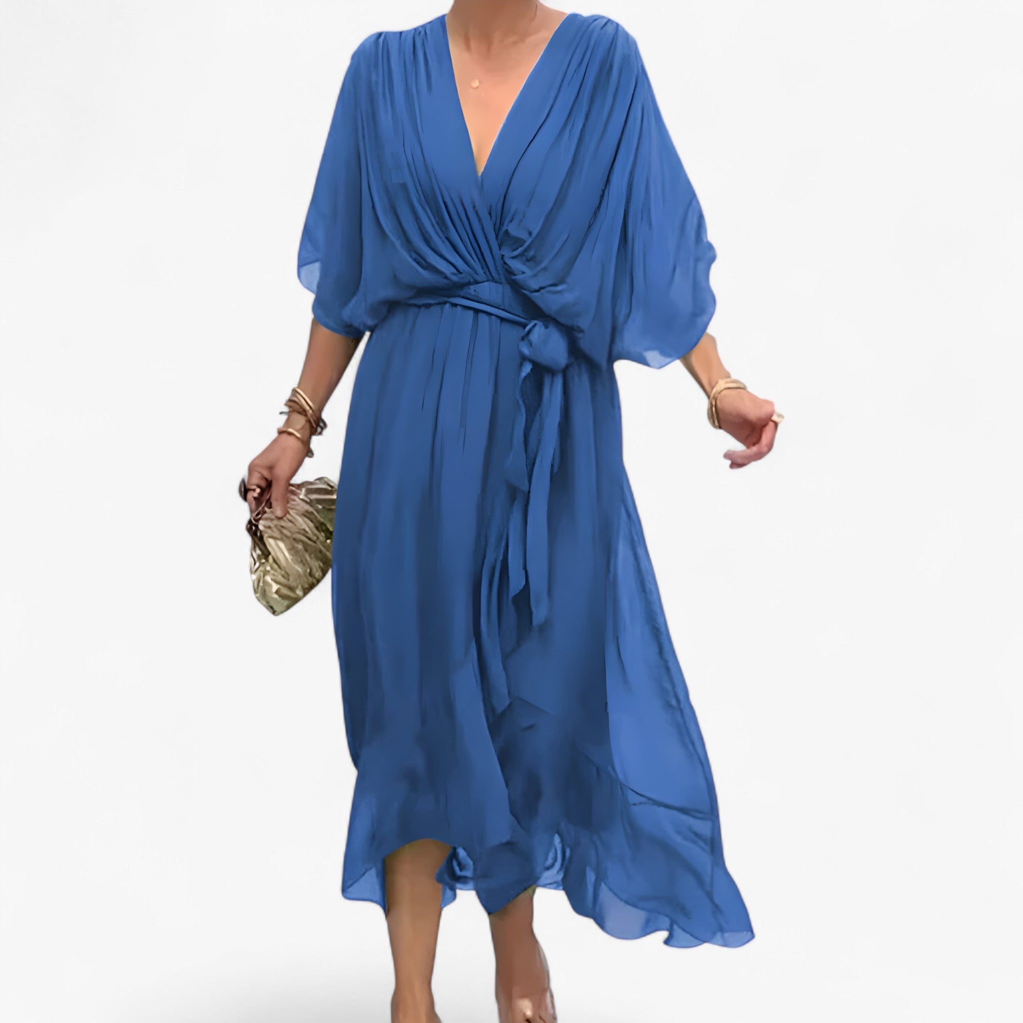 Abito Elegante da Donna in Chiffon, Vestito Lungo Estivo per Cerimonia o Sera - Blu scuro - abito abito donna chiffon donna dresses - Concept Palermo