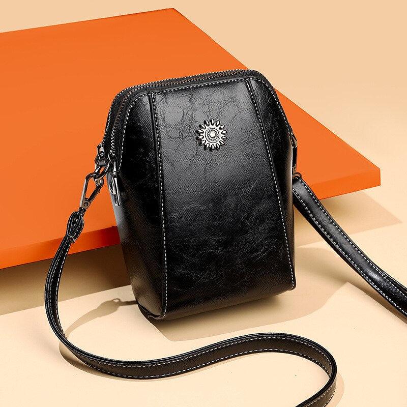 LeatherBag™ - Custodia per cellulare Pelle - Nero (disponibili 4 pezzi) - Bags cellulare custodia leatherbag pelle Shoulder Bags women bags womens wallet - Concept Palermo