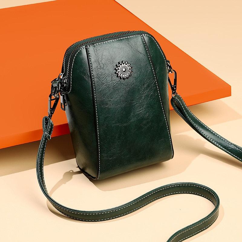 LeatherBag™ - Custodia per cellulare Pelle - Verde (3 pezzi disponibili) - Bags cellulare custodia leatherbag pelle Shoulder Bags women bags womens wallet - Concept Palermo