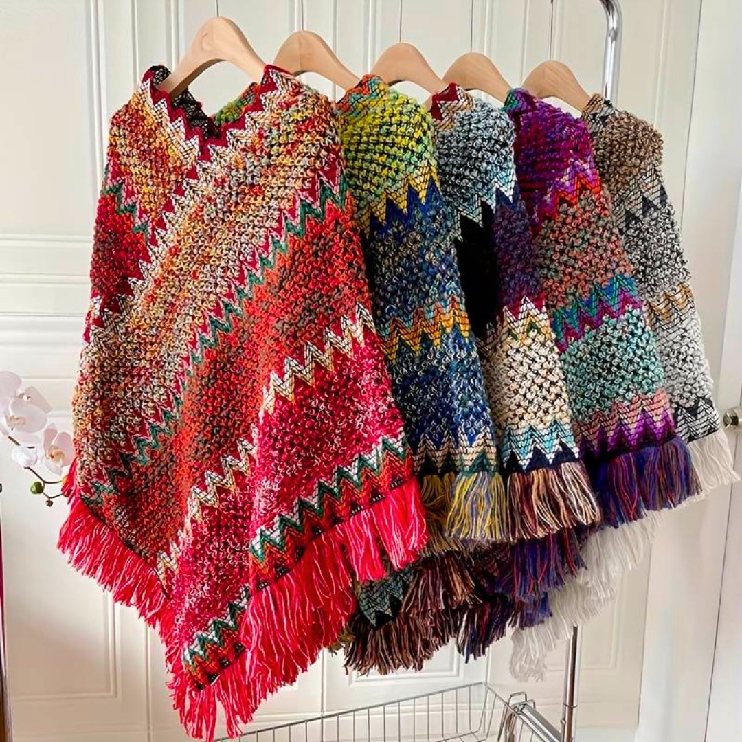 Poncho da donna ispirato allo stile boho - - allo boho donna ispirato poncho poncho donna stile women's coats & jackets women's fashion - Concept Palermo