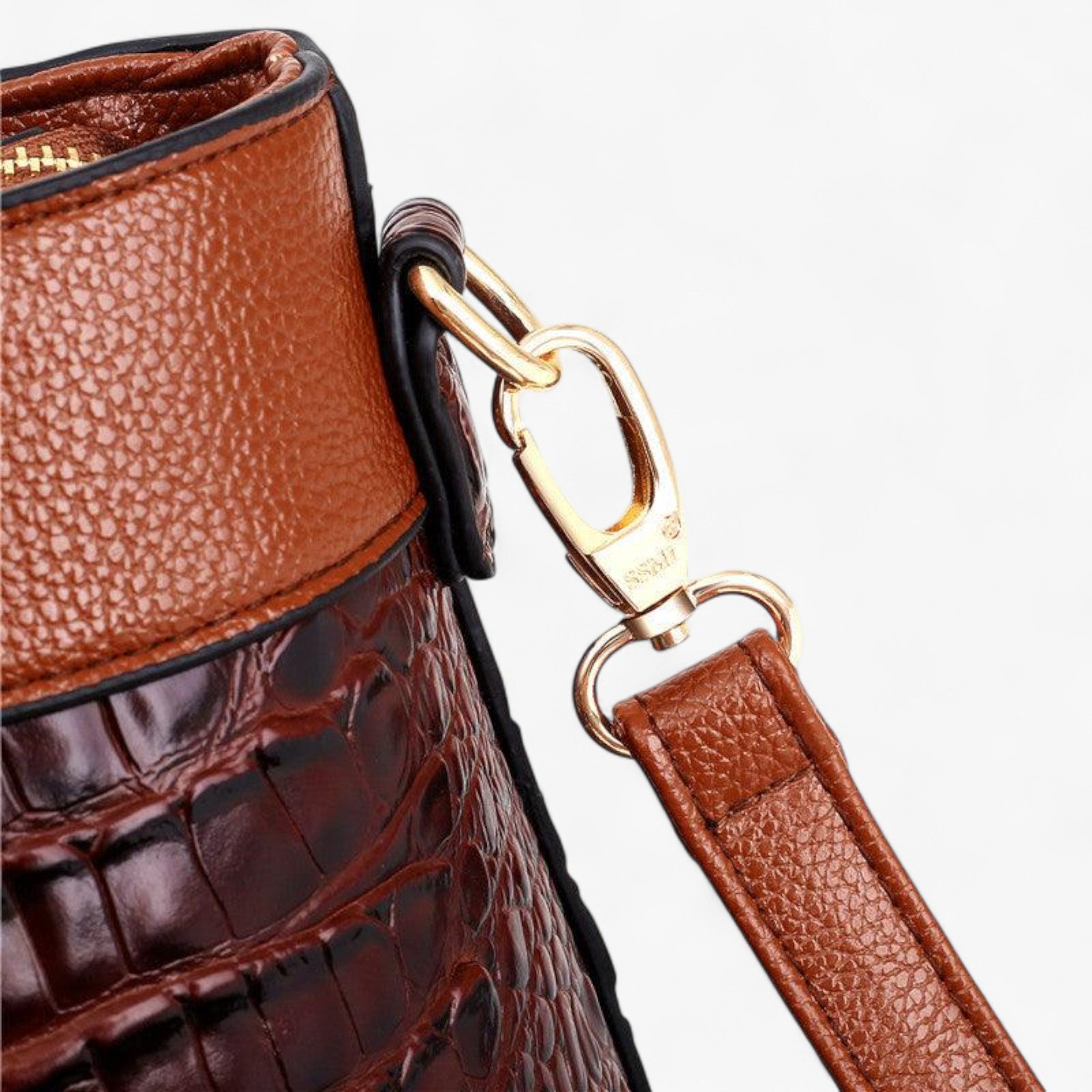 Borsa Donna LuxeCroco™ Nera Effetto Coccodrillo in Ecopelle con Tracolla Regolabile - - Bags borse donna handbags luxecroco Women's handbags - Concept Palermo