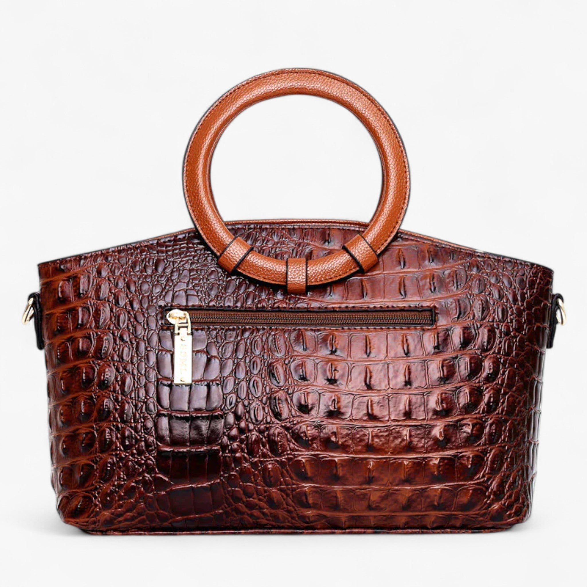 Borsa Donna LuxeCroco™ Nera Effetto Coccodrillo in Ecopelle con Tracolla Regolabile - - Bags borse donna handbags luxecroco Women's handbags - Concept Palermo