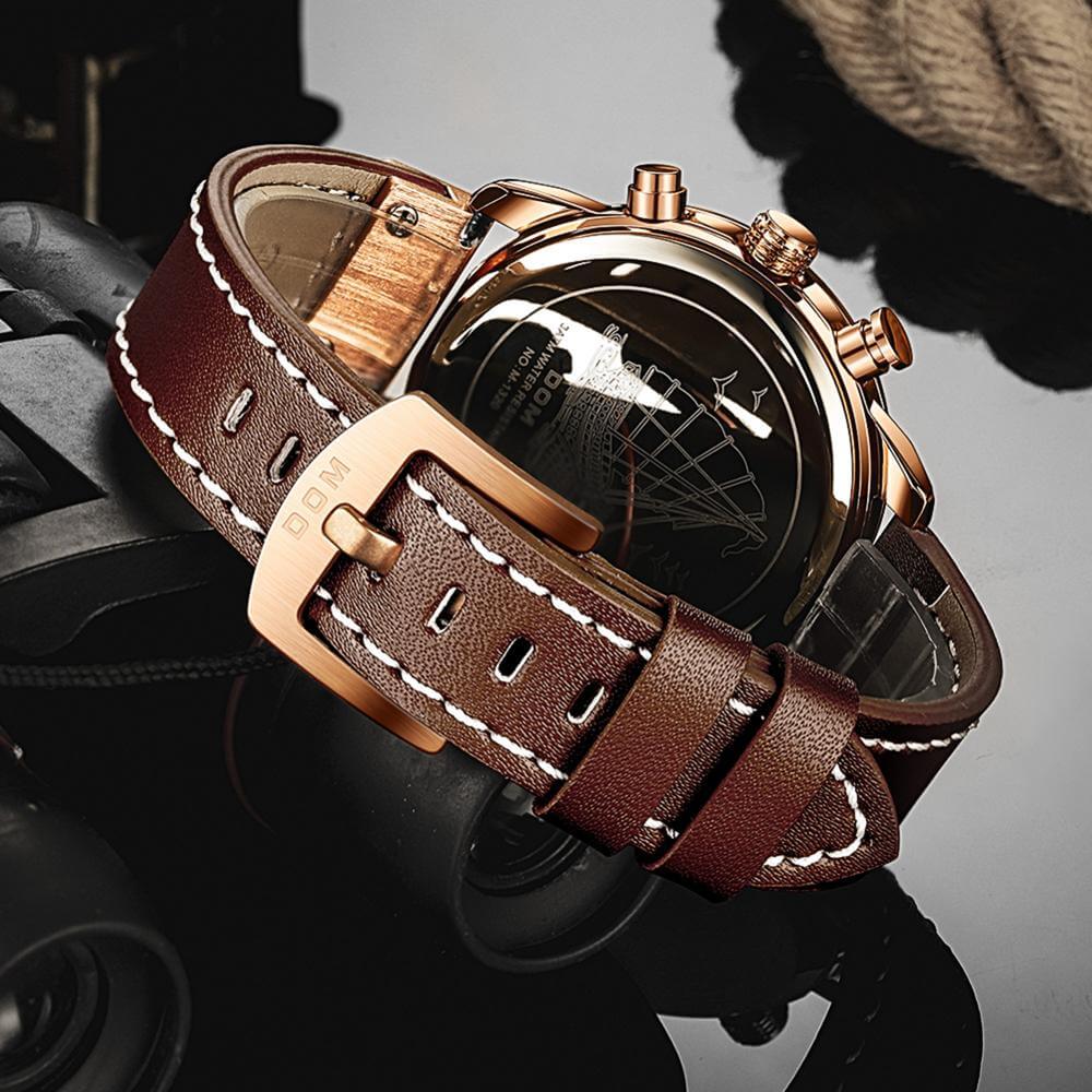 Orologio da Uomo Marrone Oro Rosa - Orologio Sportivo Luminoso