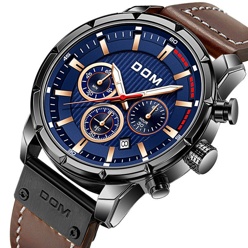 Orologio da Uomo Marrone Oro Rosa - Orologio Sportivo Luminoso