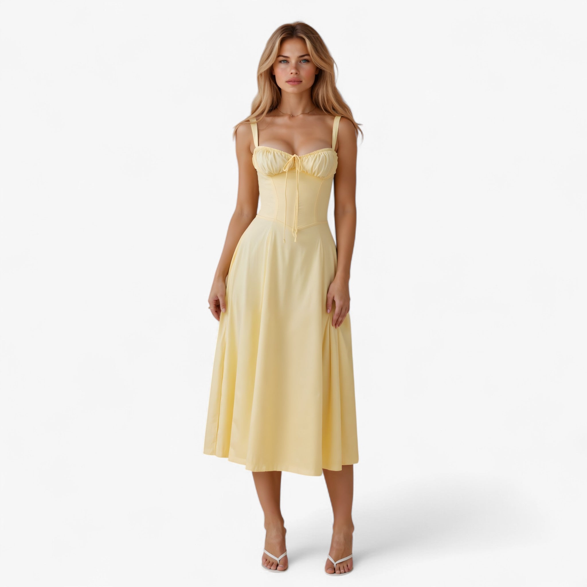 Vestito a vita Donna - Giallo chiaro - donna dresses vestito vestito vita vita - Concept Palermo