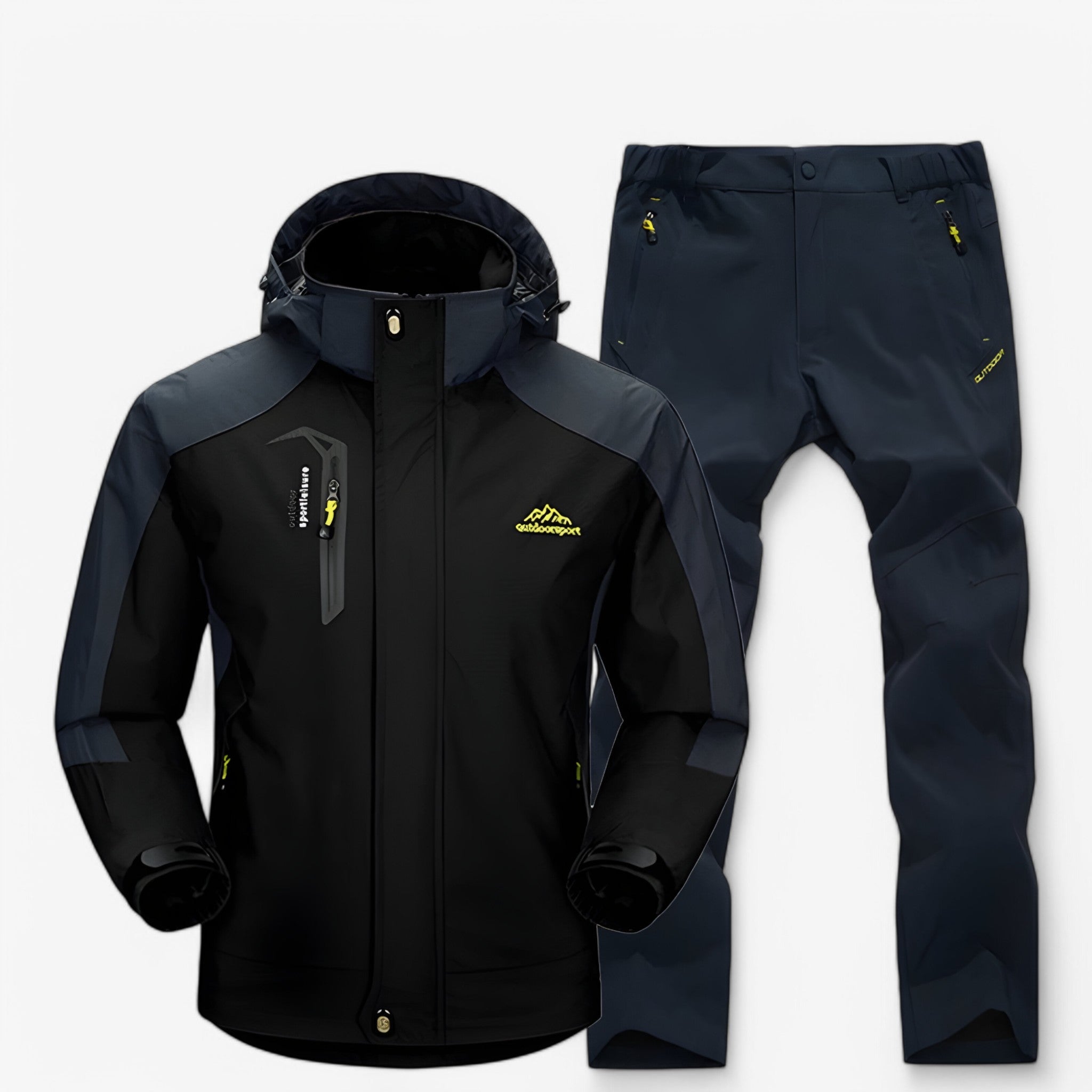 Set da escursionismo impermeabile con giacca e pantaloni Uomo - Nero grigio - escursionismo escursionismo impermeabile giacca hiking set outfit impermeabile jackets and pants men's top clothes pantaloni Unisex uomo - Concept Palermo