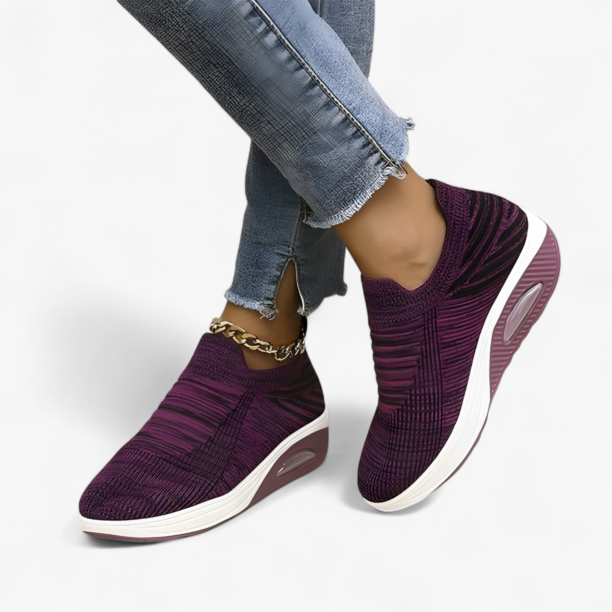 Sneakers Slip-On Donna in Tela Nere Comode e Traspiranti - Viola - Boots & Shoes donna shoes shoes for women shoes woman Shoes women slip sneakers sneakers slip summer shoes woman shoes summer 2025 womens shoes - Concept Palermo