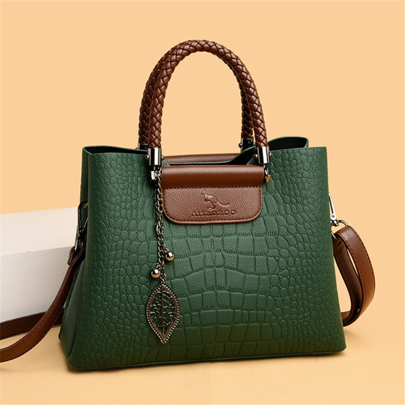 Borsa a Spalla Clea Nera in Vera Pelle da Donna, Elegante e di Lusso - Verde - bags borsa borsa clea clea handbags pelle women bags Women's handbags - Concept Palermo