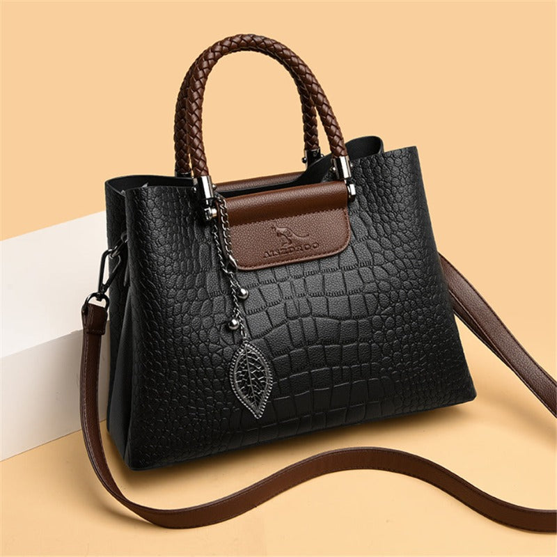 Borsa a Spalla Clea Nera in Vera Pelle da Donna, Elegante e di Lusso - - bags borsa borsa clea clea handbags pelle women bags Women's handbags - Concept Palermo