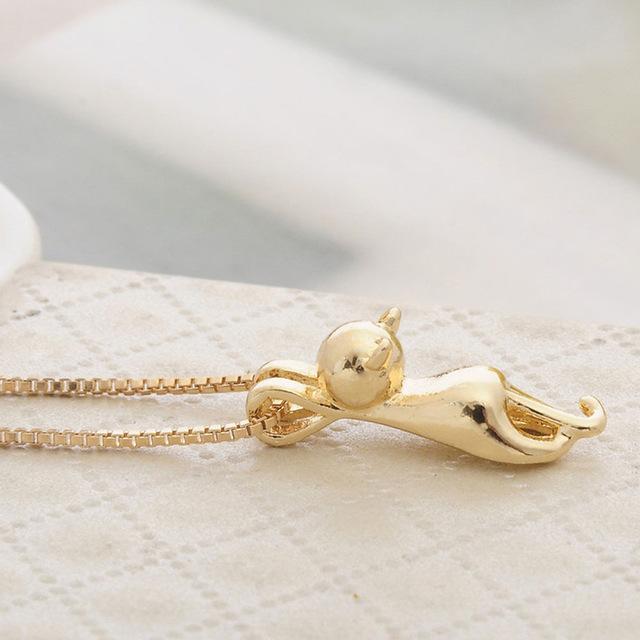 Collana Gatto Artigianale Donna in Lino e Lana, Ciondolo Felino Elegante Unico - Oro - ciondolo collana collana ciondolo donna forma gatto jewelry lana NECKLACES Necklaces for Women - Concept Palermo