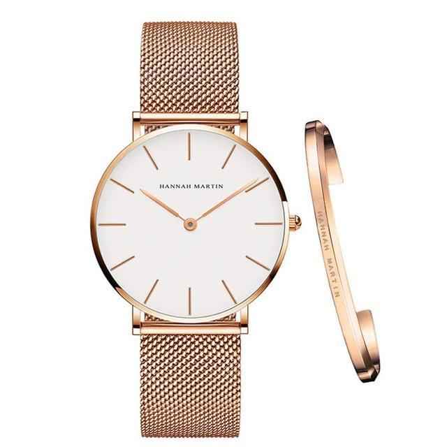 Orologio da donna in acciaio inossidabile argento Hannah Martin - Bracciale in maglia milanese elegante e alla moda - Oppure rosa Bianco - acier all cross-from-marche-lino-15830596321629 hannah hannah martin Horloges jewelry martin montre New-google new_for_google_may Watches - Concept Palermo