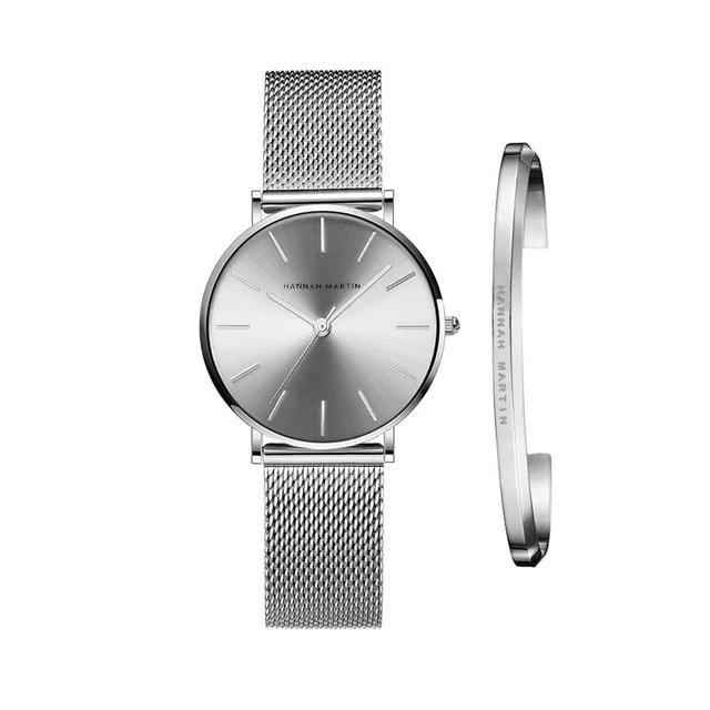Orologio da donna in acciaio inossidabile argento Hannah Martin - Bracciale in maglia milanese elegante e alla moda - Argento - acier all cross-from-marche-lino-15830596321629 hannah hannah martin Horloges jewelry martin montre New-google new_for_google_may Watches - Concept Palermo