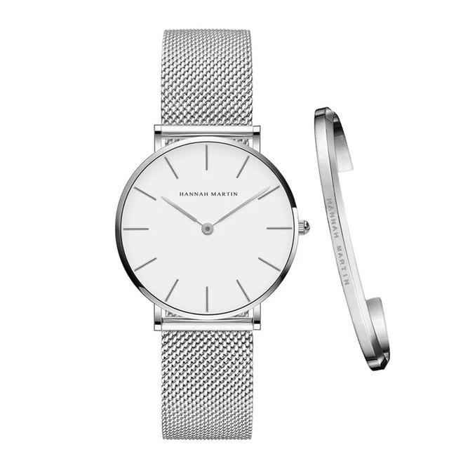 Orologio da donna in acciaio inossidabile argento Hannah Martin - Bracciale in maglia milanese elegante e alla moda - Argento Bianco - acier all cross-from-marche-lino-15830596321629 hannah hannah martin Horloges jewelry martin montre New-google new_for_google_may Watches - Concept Palermo