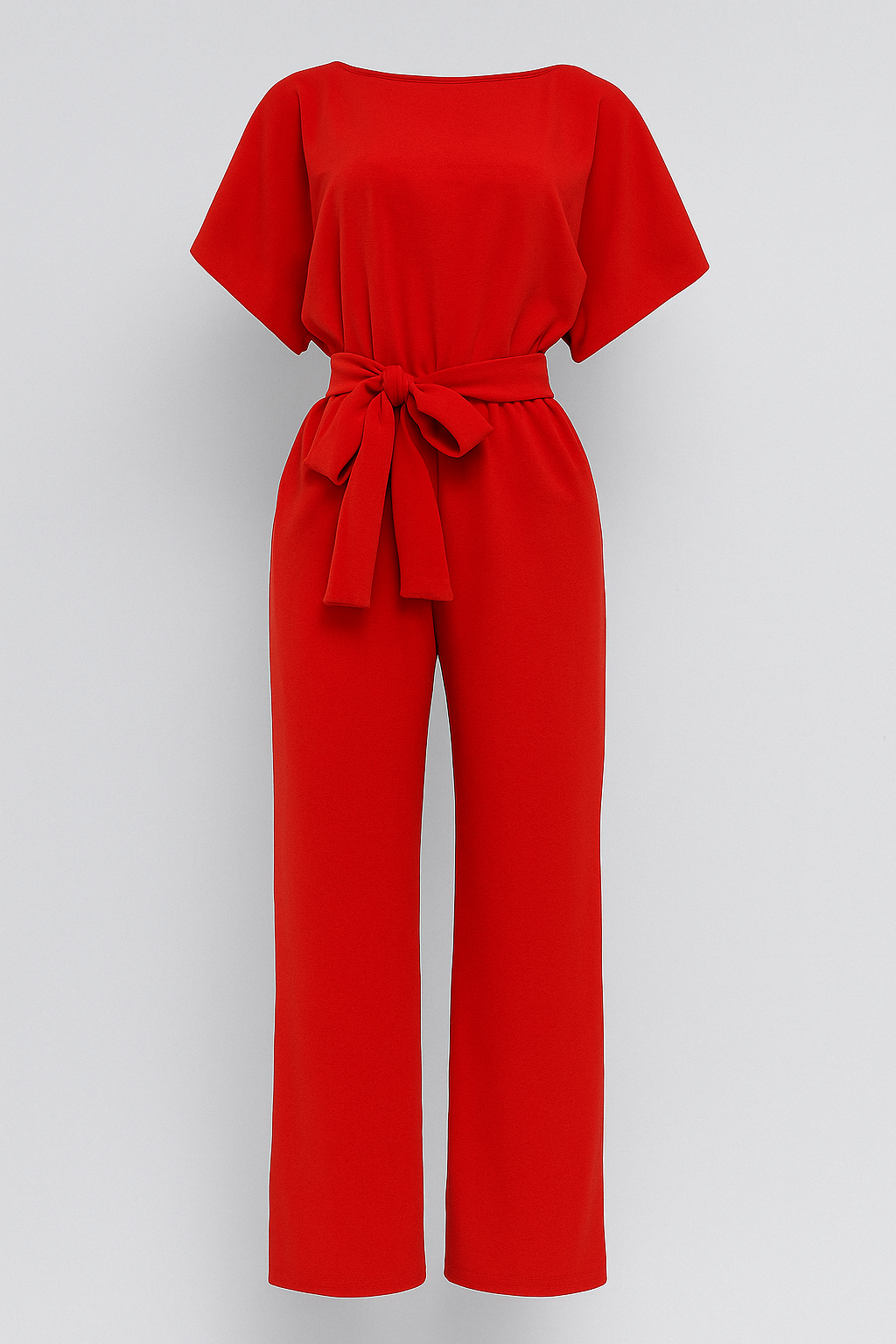 Tuta da donna con pantalone aderente e maniche fluide - Rosso - aderente donna fluide maniche one-pieces pantalone simple-and-stylish-jumpsuit-ai tuta tuta donna - Concept Palermo