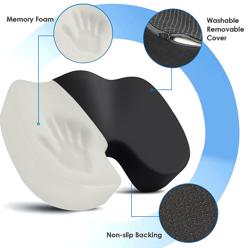 Cuscino Ergonomico Sciatico & Lombare in Schiuma a Memoria Premium – Ufficio/Auto