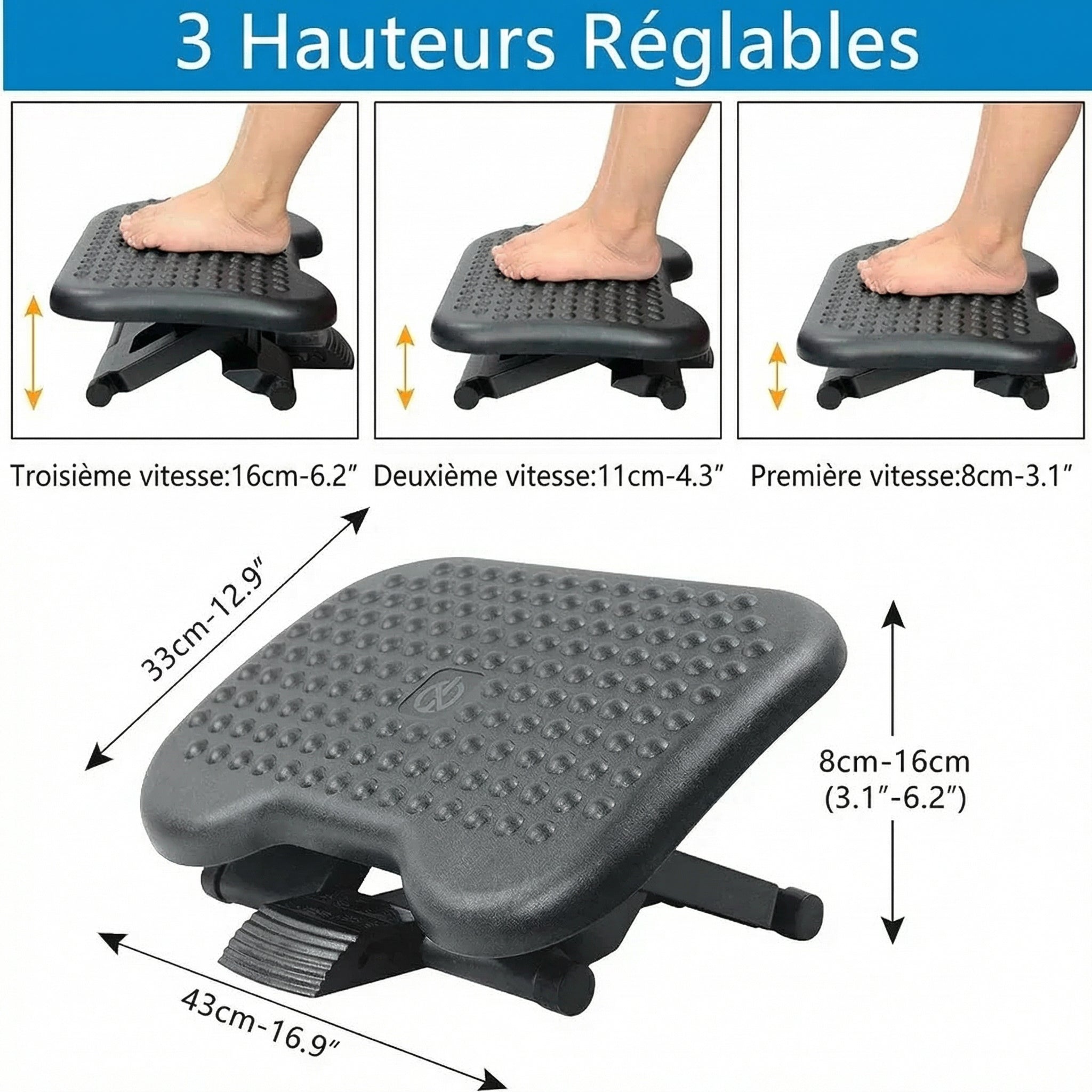 Poggiapiedi Ergonomico Regolabile Ufficio Lino
