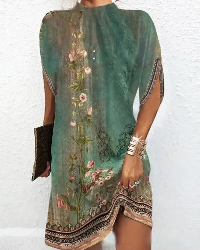 Abito corto donna sera maniche a pipistrello collo plissettato - Seagreen - competitor-clone cross-from-seroa-10499293544714 imported-2026-05-07 New-google new-in source-handle:robe-courte-femme-soiree-manches-chauve-souris-col-plisse source-le-label-de-paris - Concept Palermo
