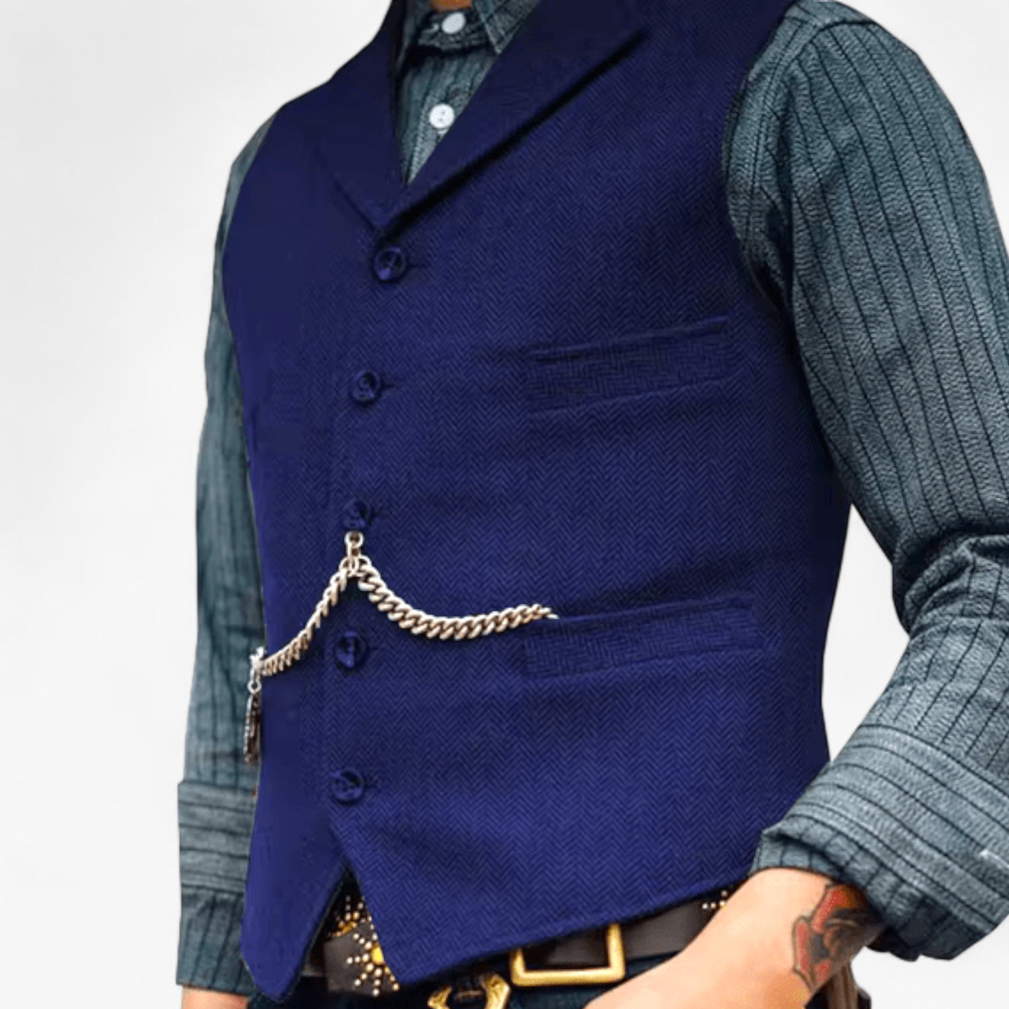 Gilet business in ottone - Eleganza senza tempo Lana Uomo - Blu reale - business eleganza gilet gilet business lana men's coats & jackets ottone tempo - Concept Palermo
