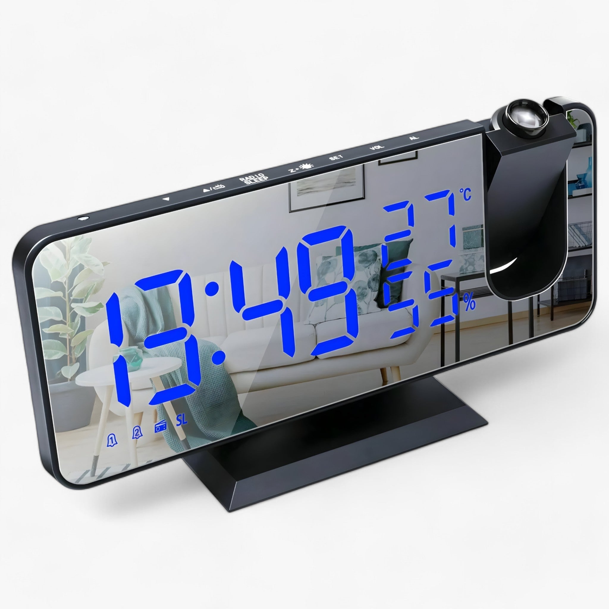 Sveglia Intelligente - Radio FM e Display LED con Proiezione dell'Ora a 180° - Nero-Blu - clocks dell display gadgets intelligente proiezione radio sveglia sveglia intelligente - Concept Palermo