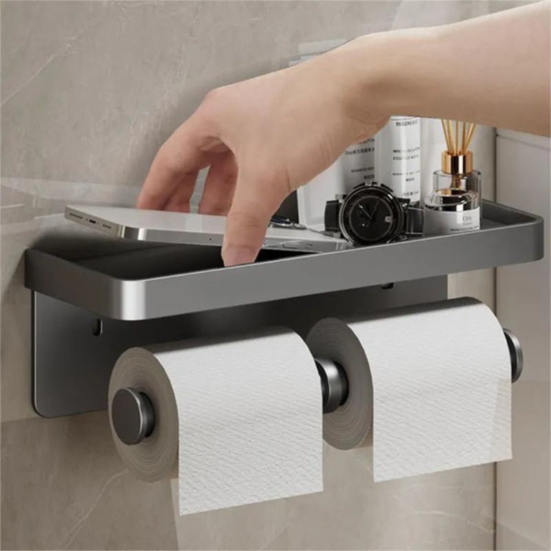 Porta rotolo di carta igienica multifunzionale Luxe Hold - Argento duplex - carta hold home & garden huis & tuin igienica luxe multifunzionale porta porta rotolo - Concept Palermo