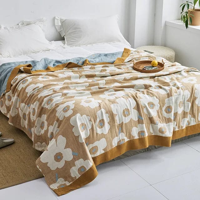 Sloane™ Copripiumino morbido e lavorato a maglia - Fiori Marrone-Blu-Marrone - Bedding comforter copripiumino home & garden lavorato maglia sloane sloane copripiumino - Concept Palermo