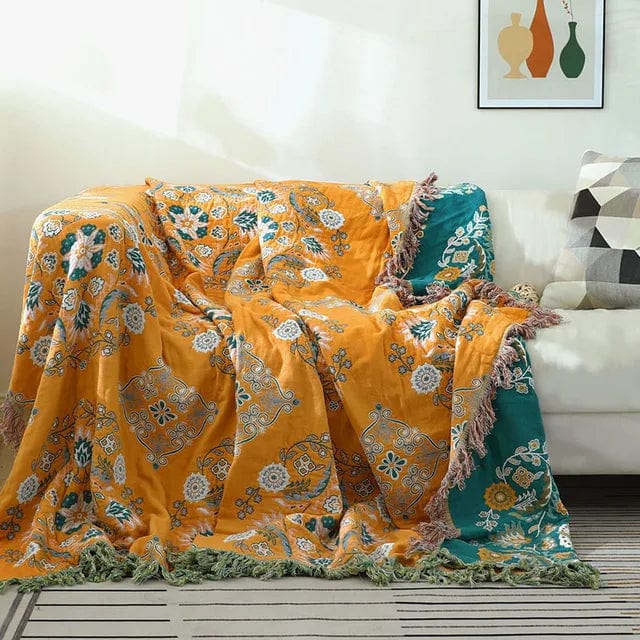 Sloane™ Copripiumino morbido e lavorato a maglia - Fiori giallo-verdi - Bedding comforter copripiumino home & garden lavorato maglia sloane sloane copripiumino - Concept Palermo
