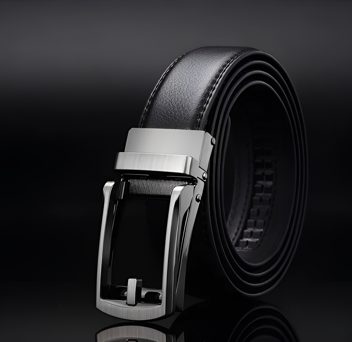 Cintura Uomo Senza Buchi Regolabile in Pelle Nera - Misura Unica - - Belts belts for men buchi cintura cintura regolabile Mens belt regolabile uomo - Concept Palermo