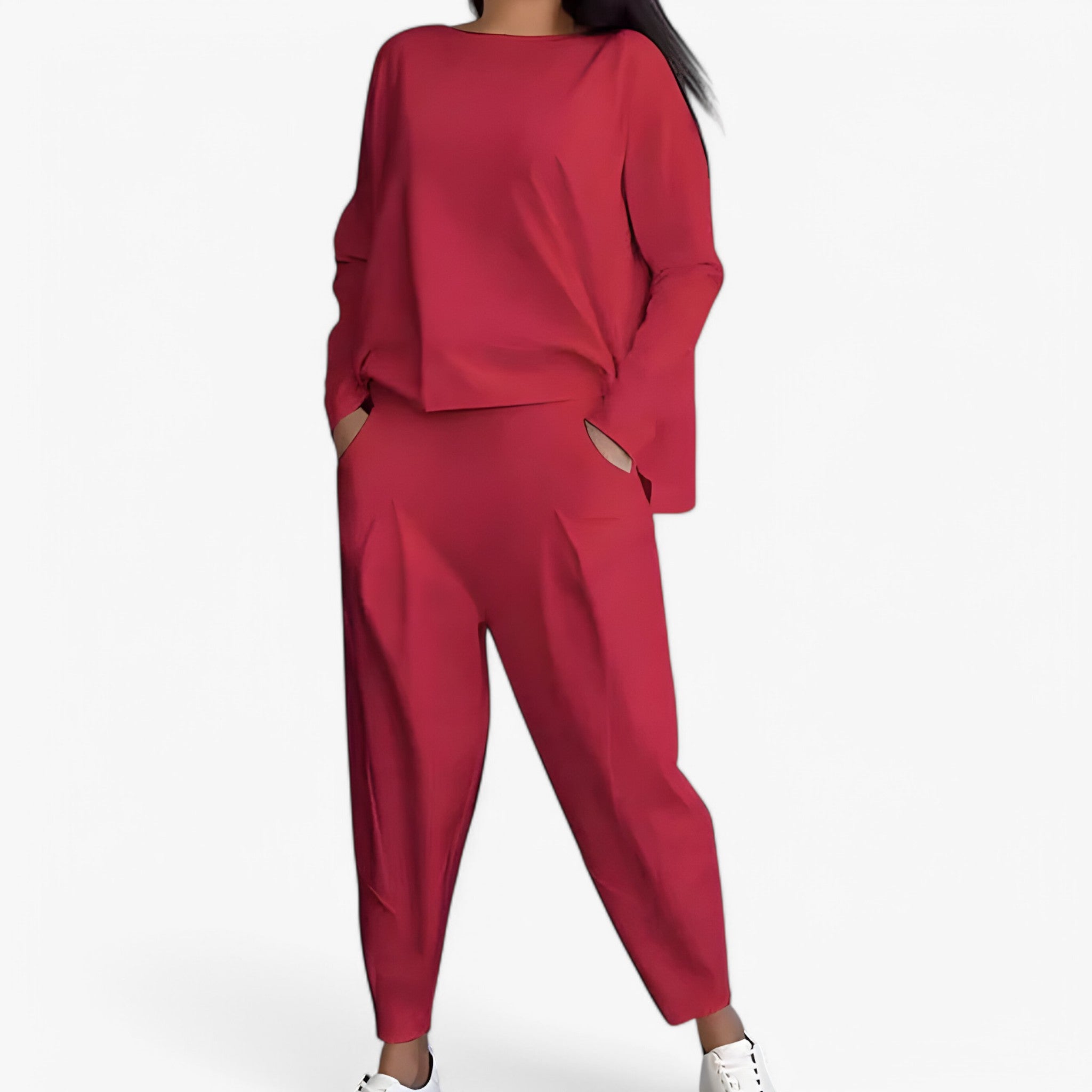 Set di pantaloni della tuta - Accogliente e alla moda Donna - Rosso - accogliente alla donna moda outfit sets pantaloni pantaloni tuta tuta - Concept Palermo