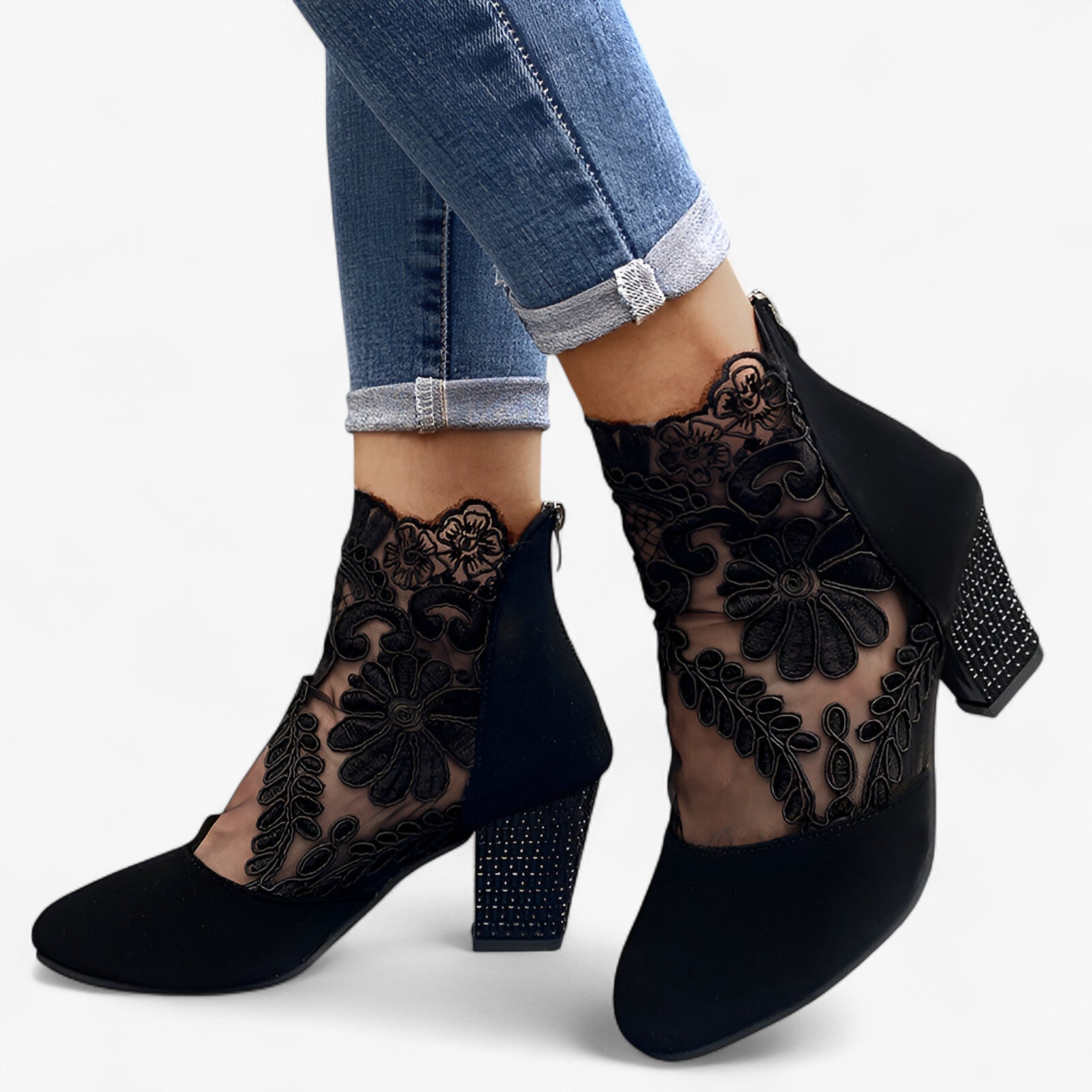 Tacchi con rete in pizzo – Eleganza e stile delicato - Nero - delicato eleganza josefine | tacchi con rete in pizzo – eleganza e stile delicato - € pizzo rete stile tacchi tacchi rete - Concept Palermo