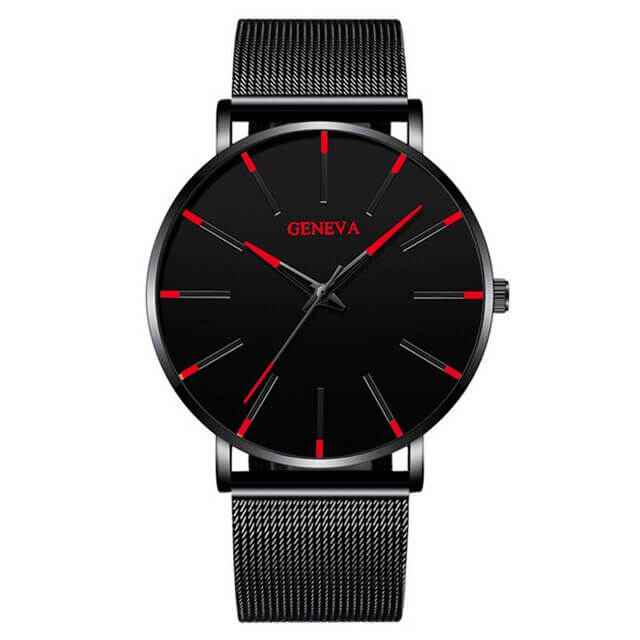 Montre Homme Geneva Quartz Ultra-Fine Argent Acier Inoxydable Élégante Minimaliste 40mm - Noir Rouge - acier BFCM business cross-from-marche-lino-15830596419933 Exclusief-tag geneva geneva montre homme inoxydable mince montre New-google new_for_google_may Watches - Concept Palermo