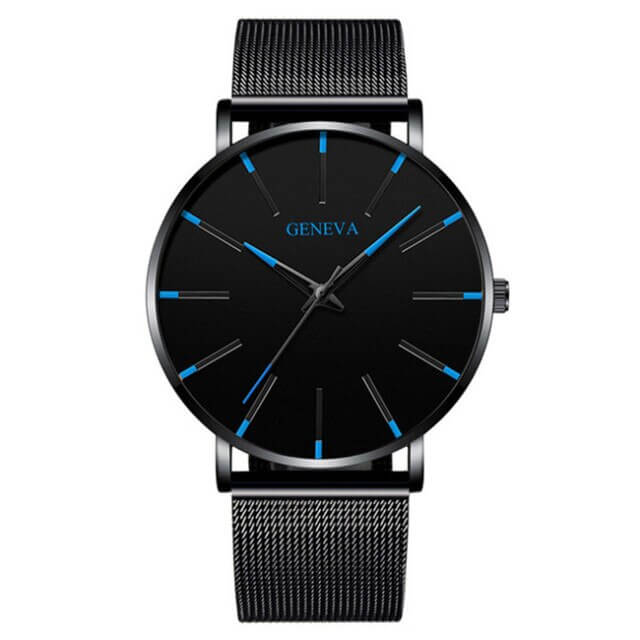 Orologio Elegante Uomo Nero Ultrasottile con Cinturino in Vera Pelle - - BFCM business new_for_google_may orologio orologio business ultrasottile uomo Watches Wristwatch - Concept Palermo