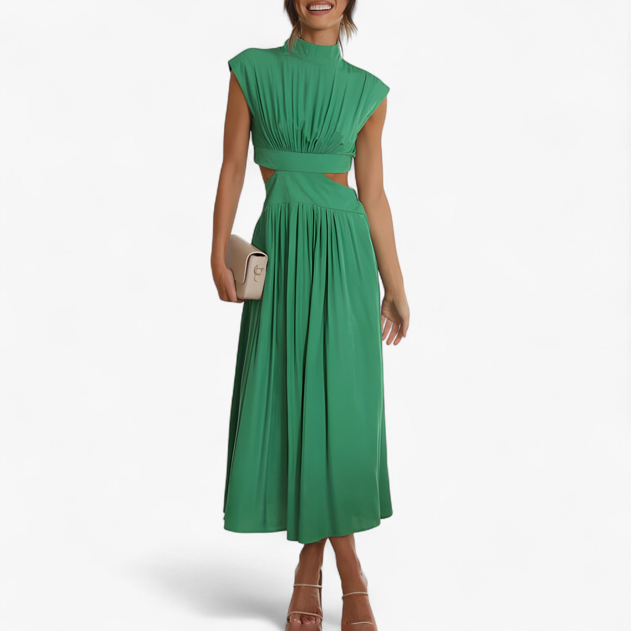 Vestito Donna Elegante a Collo Alto Manica Lunga - Abito Casual Invernale - - donna dresses scollo vestito vestito scollo - Concept Palermo