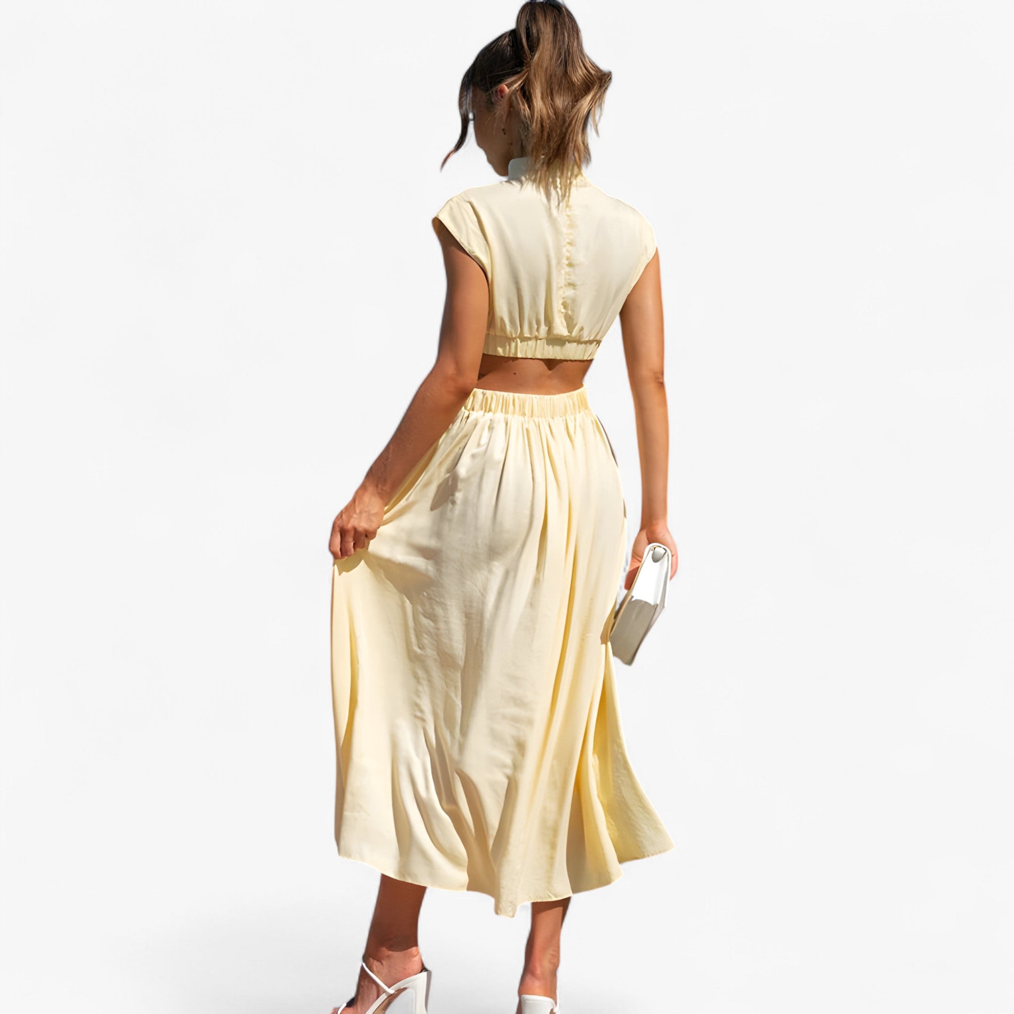 Vestito Donna Elegante a Collo Alto Manica Lunga - Abito Casual Invernale - - donna dresses scollo vestito vestito scollo - Concept Palermo