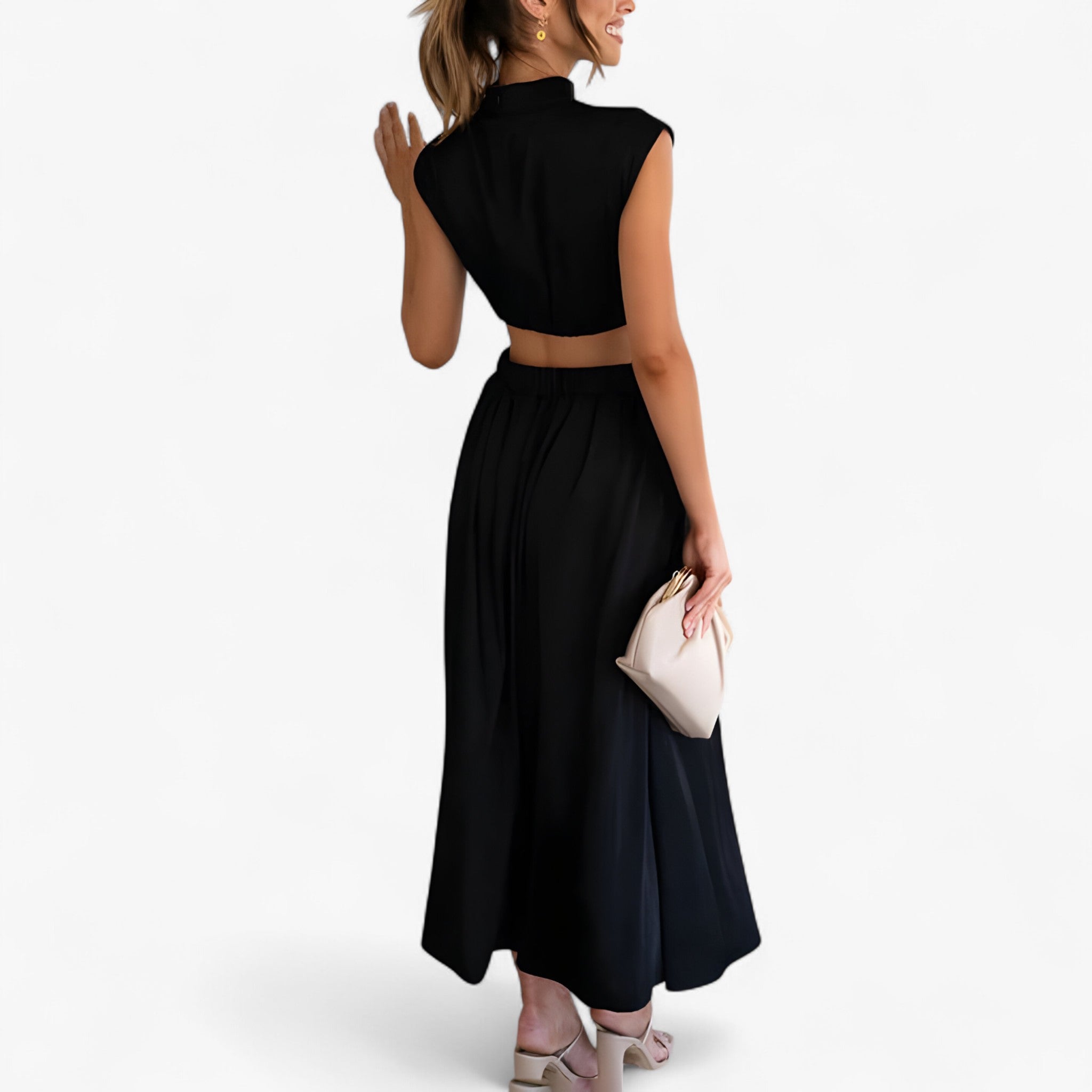Vestito Donna Elegante a Collo Alto Manica Lunga - Abito Casual Invernale - - donna dresses scollo vestito vestito scollo - Concept Palermo