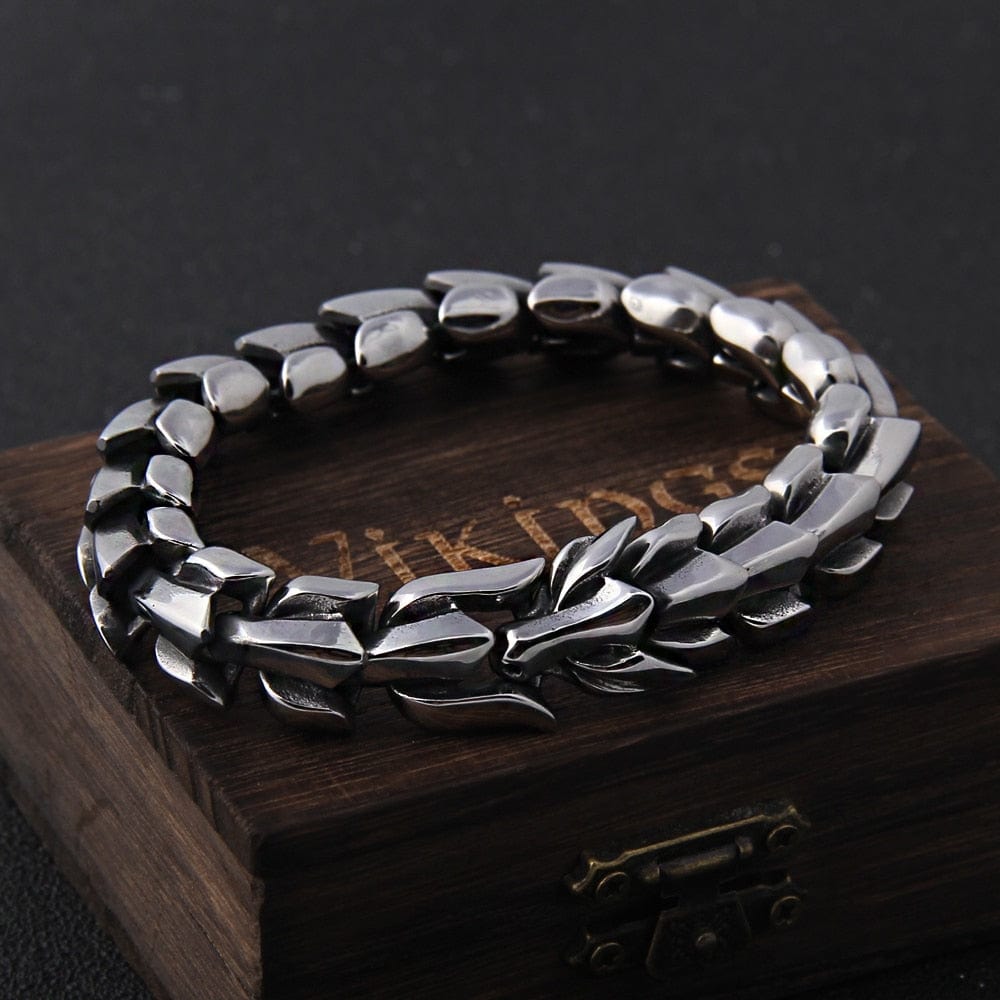 Bracciale vintage Ouroboros di Viking Acciaio - 23cm - 5.039 acciaio bracciale bracciale vintage jewelry new_for_google ouroboros viking vintage - Concept Palermo