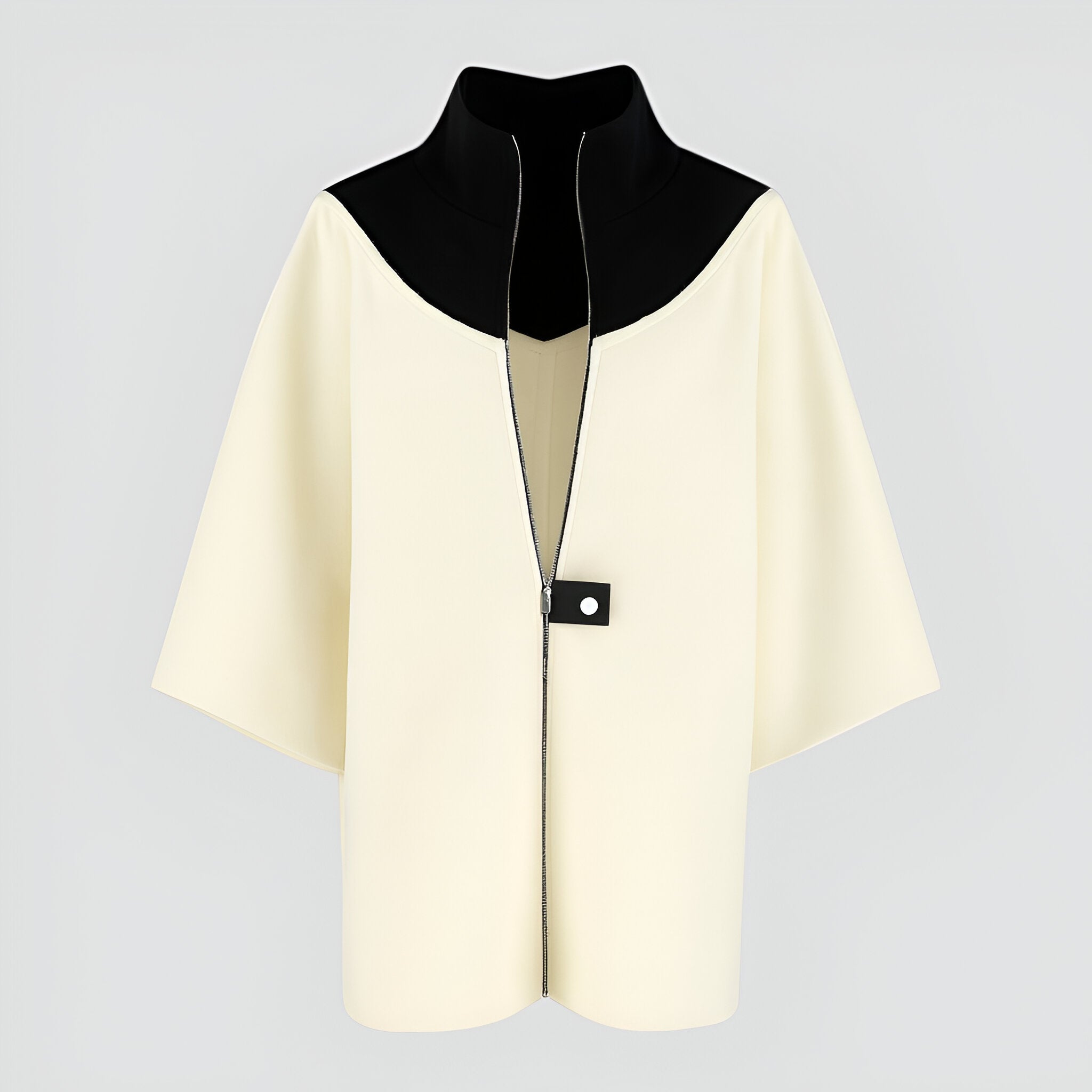 Cappotto donna in lana con zip - Bianco - cappotto cappotto donna donna lana Mode féminine Veste avec zip Veste bicolore Veste casual chic Veste col montant women's top clothes Élégante et confortable - Concept Palermo