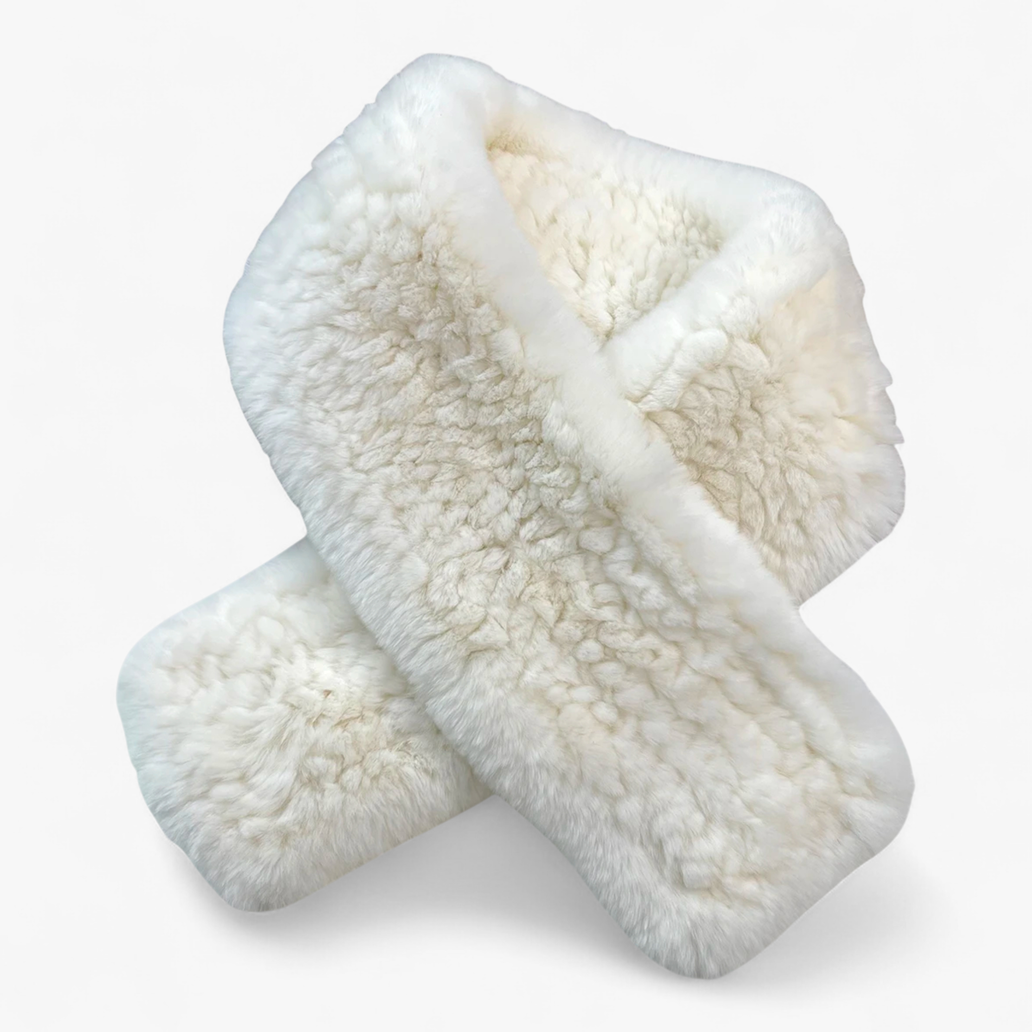 Sciarpa di Pelliccia per Donne - Bianco Lunghezza 88cm - accessorio elegante donne moda invernale pelliccia pelliccia di coniglio rex sciarpa sciarpa calda sciarpa corta sciarpa di lusso sciarpa di pelliccia sciarpa invernale sciarpa naturale sciarpa pelliccia sciarpe - Concept Palermo